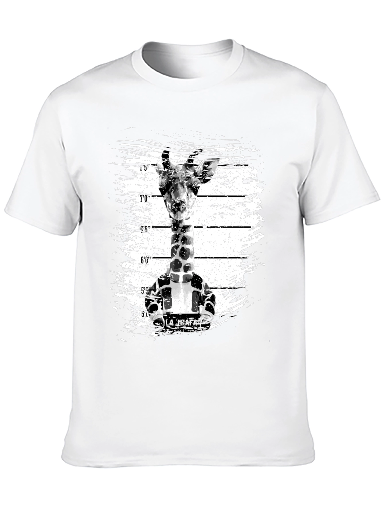 Black Funny Giraffe Mugshot Graphic Tee - Black view 10