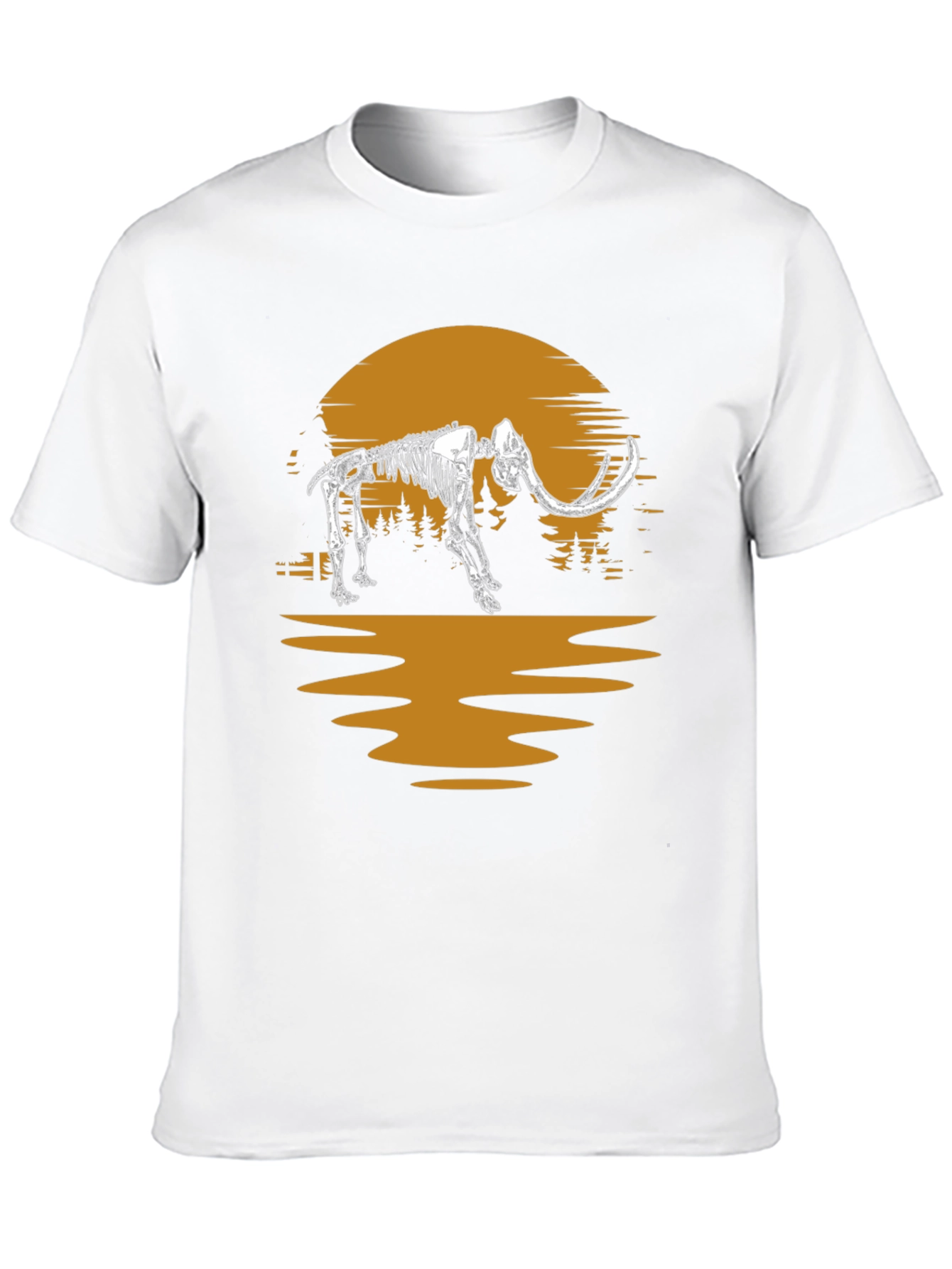 Black Mammoth Skeleton Sunset Graphic Tee - Unique Print view 10