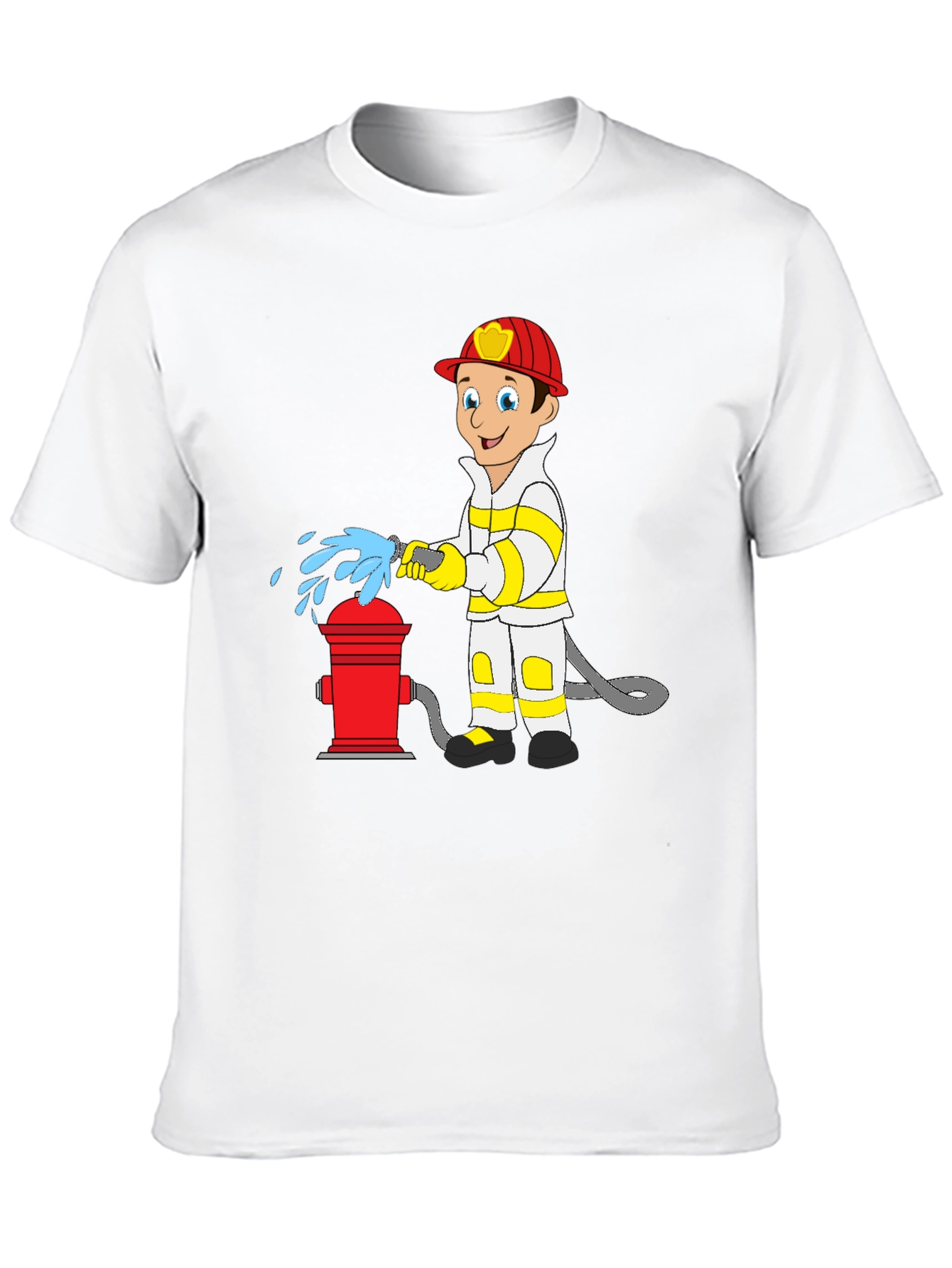 Black Cartoon Fireman T-Shirt - Fire Hydrant Fun! view 10