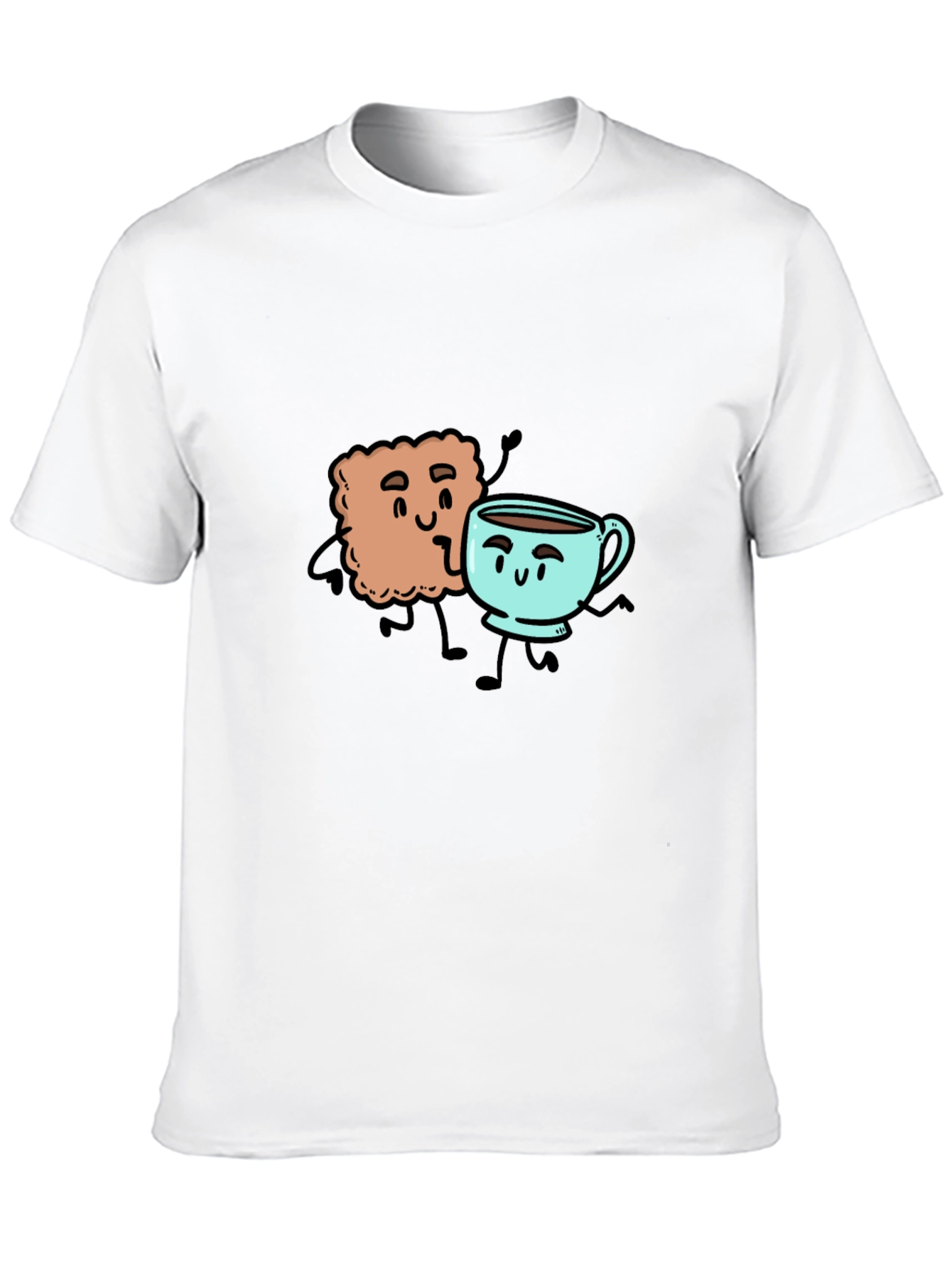 Black Coffee & Biscuit Cartoon Graphic Black T-Shirt view 10