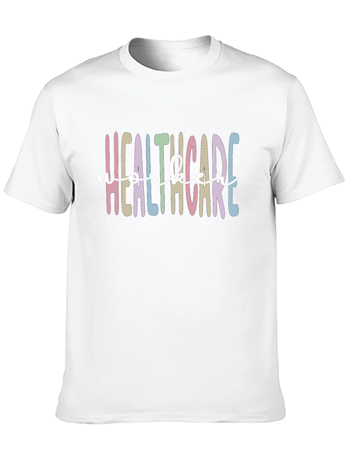 Black Healthcare Worker Tee - Pastel Rainbow view 10