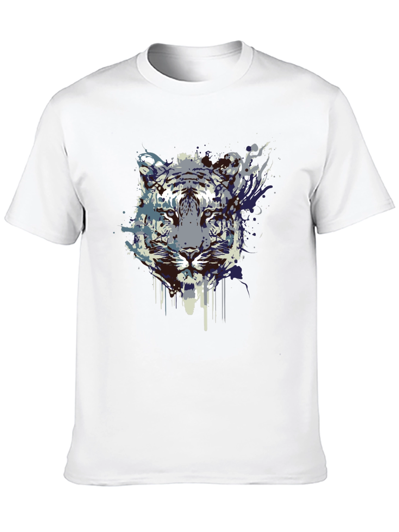 Black Abstract Tiger Graphic Tee - Black Cotton Blend view 10