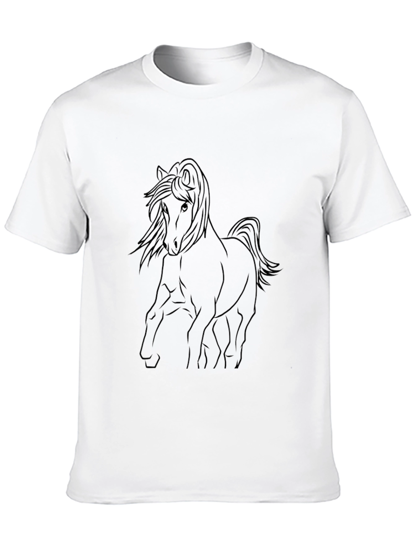 Black Black Horse Line Art T-Shirt view 10