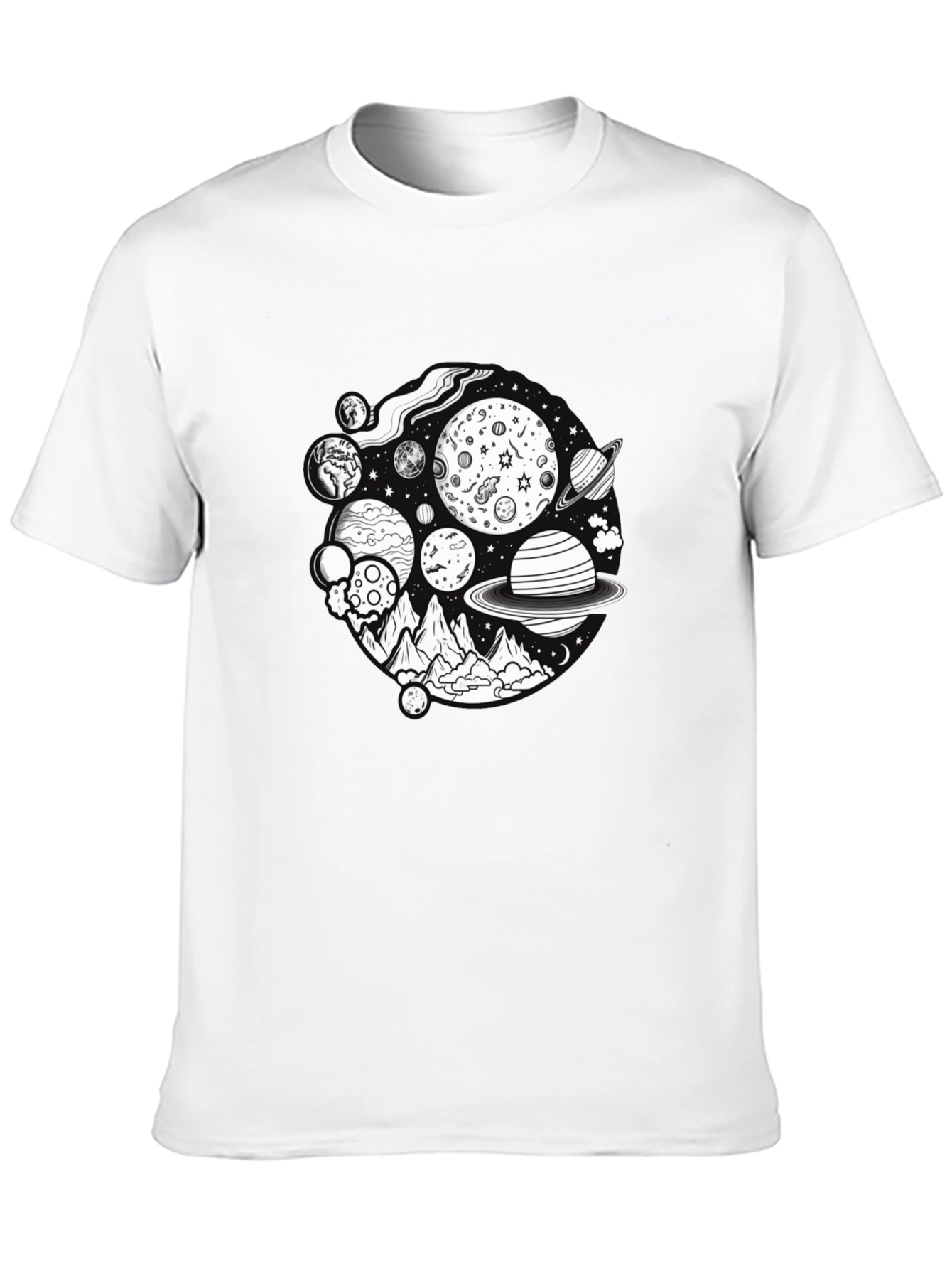 Black Cosmic Mountain Graphic Tee - Black Cotton Blend view 10