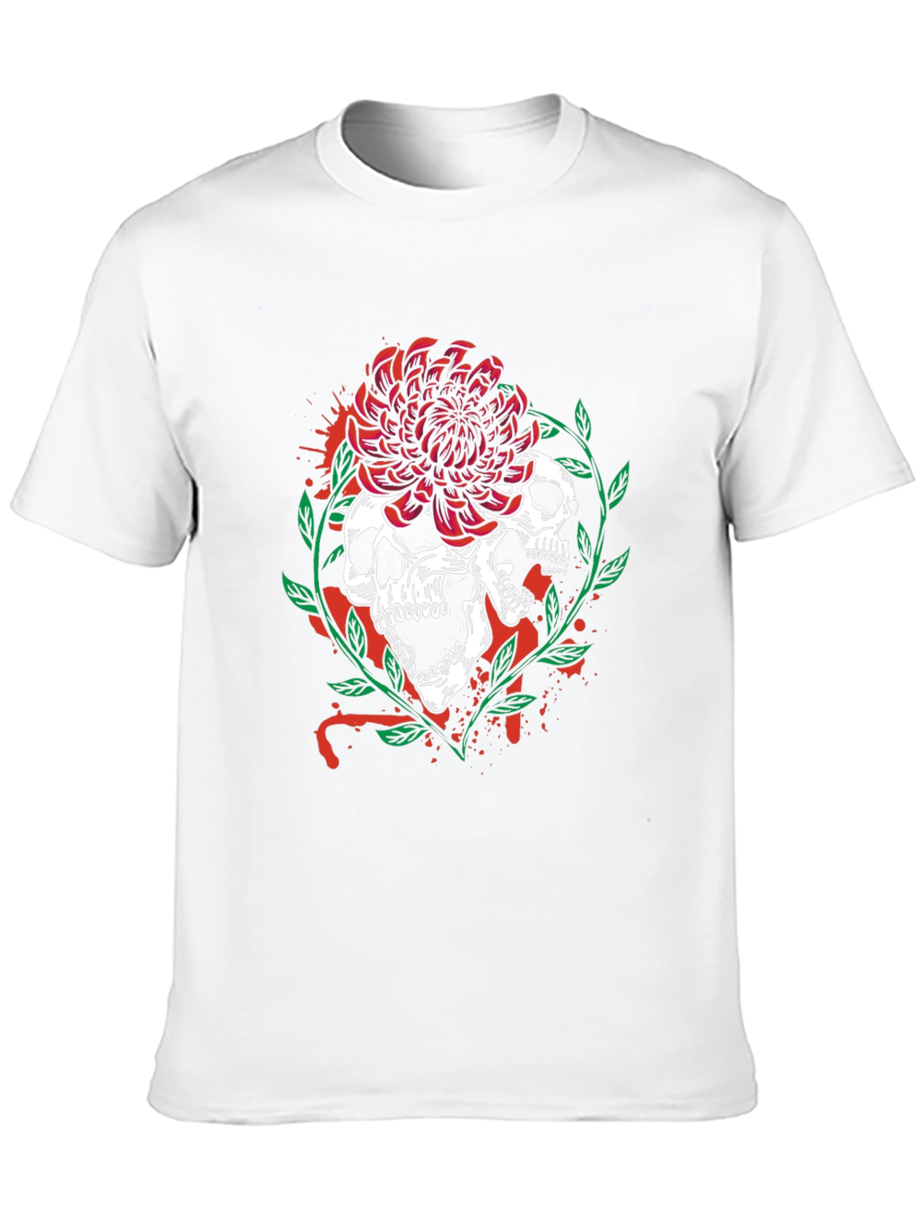 Black Skull & Flower Graphic Tee - Men's Black T-Shirt view 10