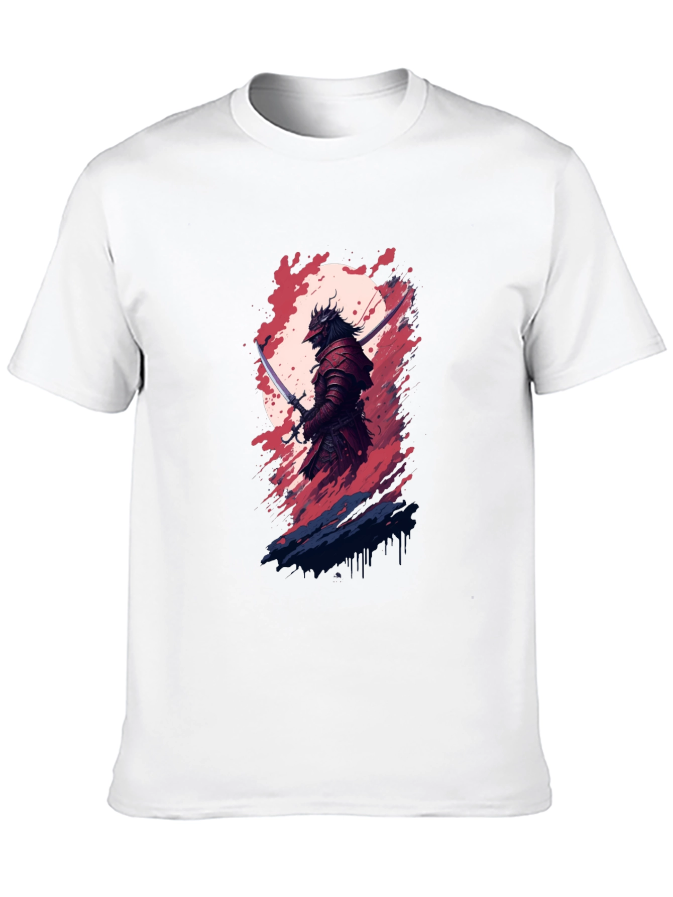 Black Samurai Warrior Graphic Tee - Black Cotton Blend Shirt view 10