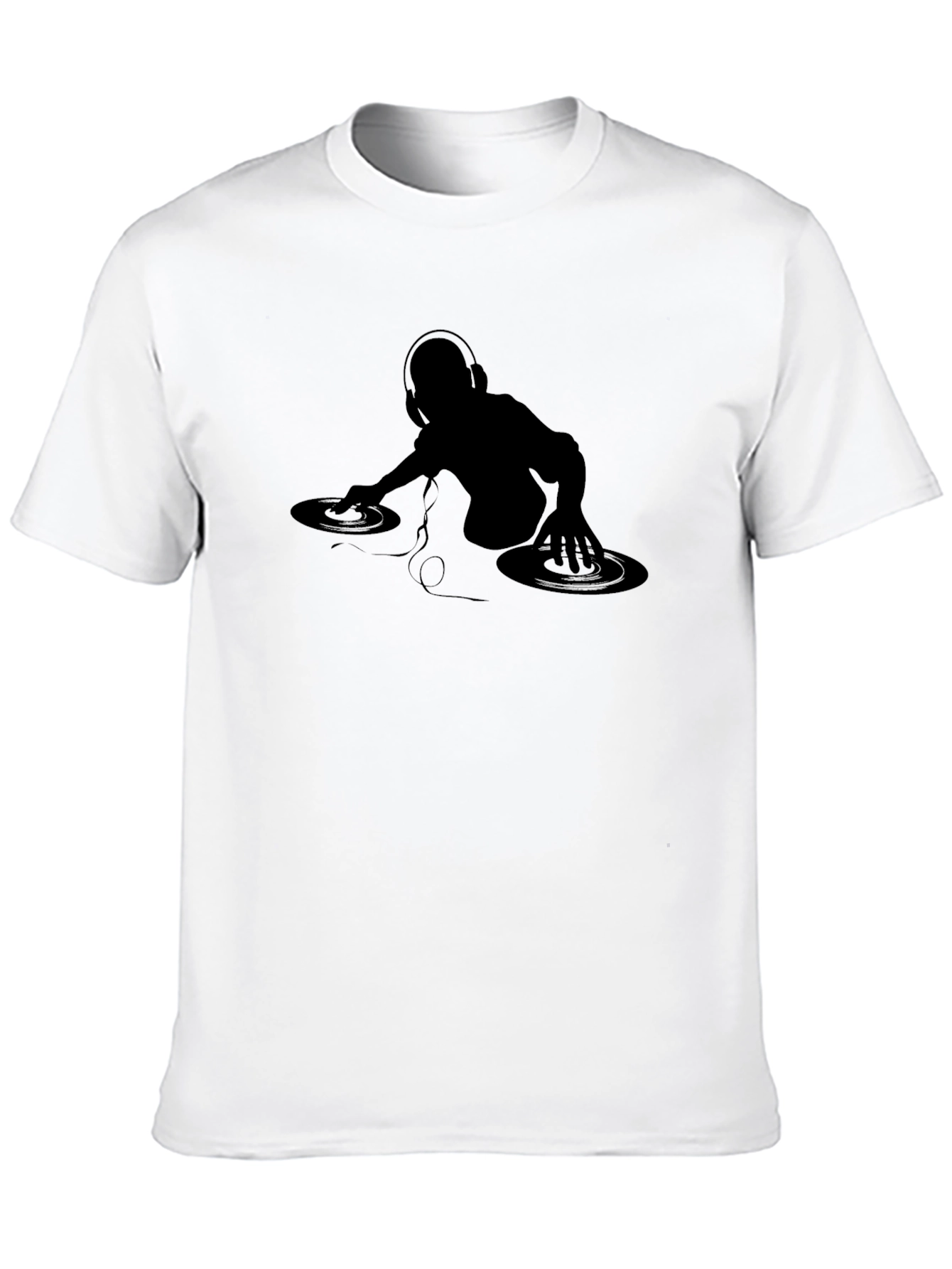 Black DJ Silhouette Graphic Tee - Black Cotton T-Shirt view 10