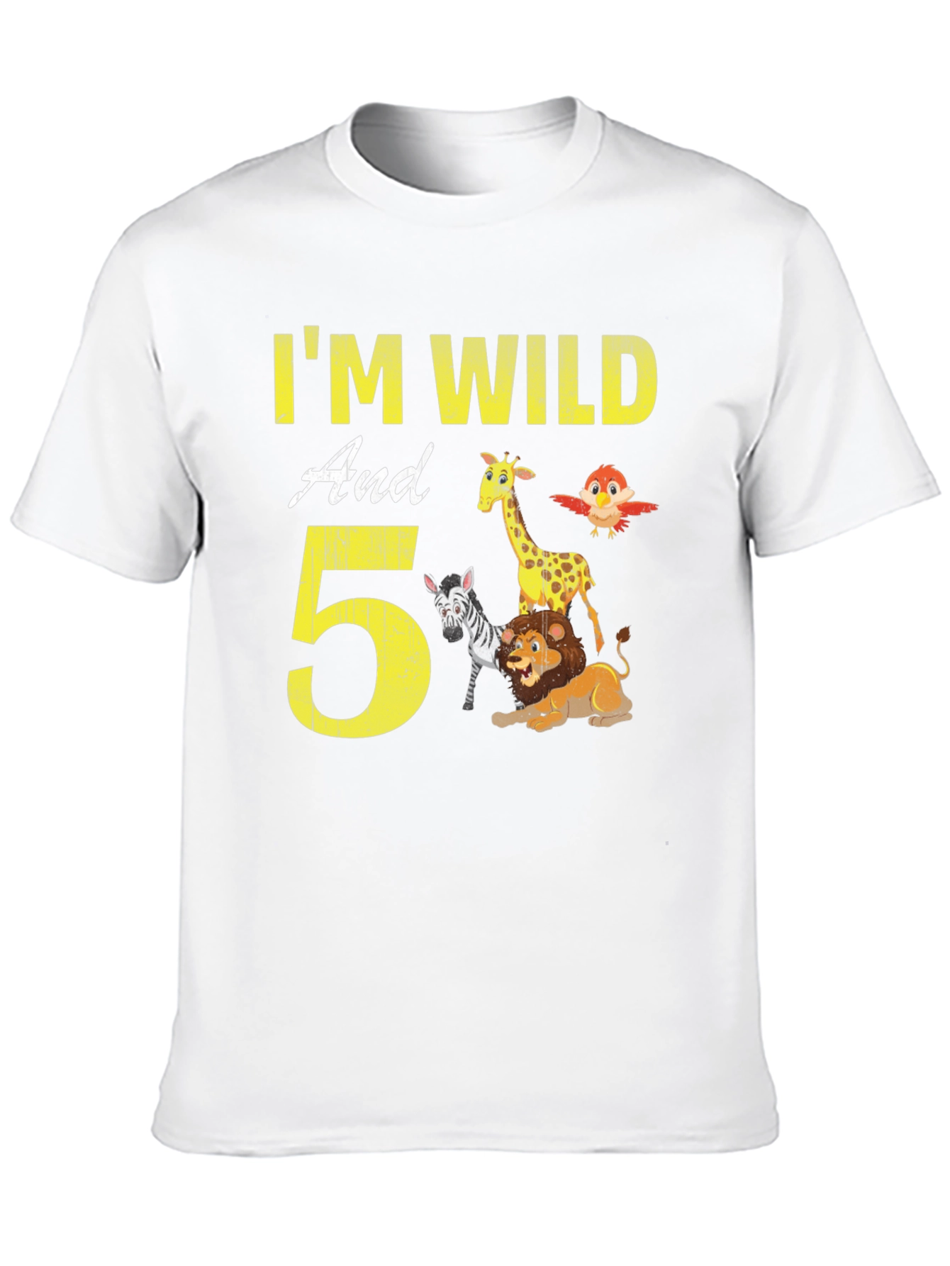 Black I'm Wild And 5! Birthday Animals Kids T-Shirt view 10