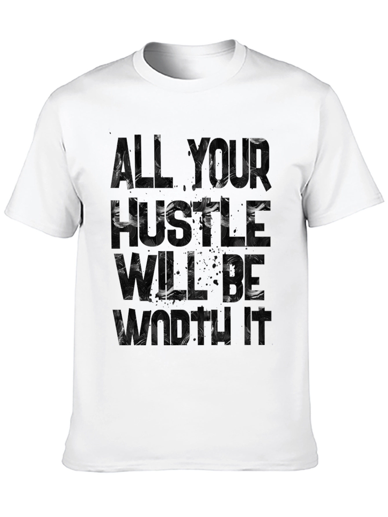 Black Abstract Word Art Graphic Tee - Black Cotton T-Shirt view 10