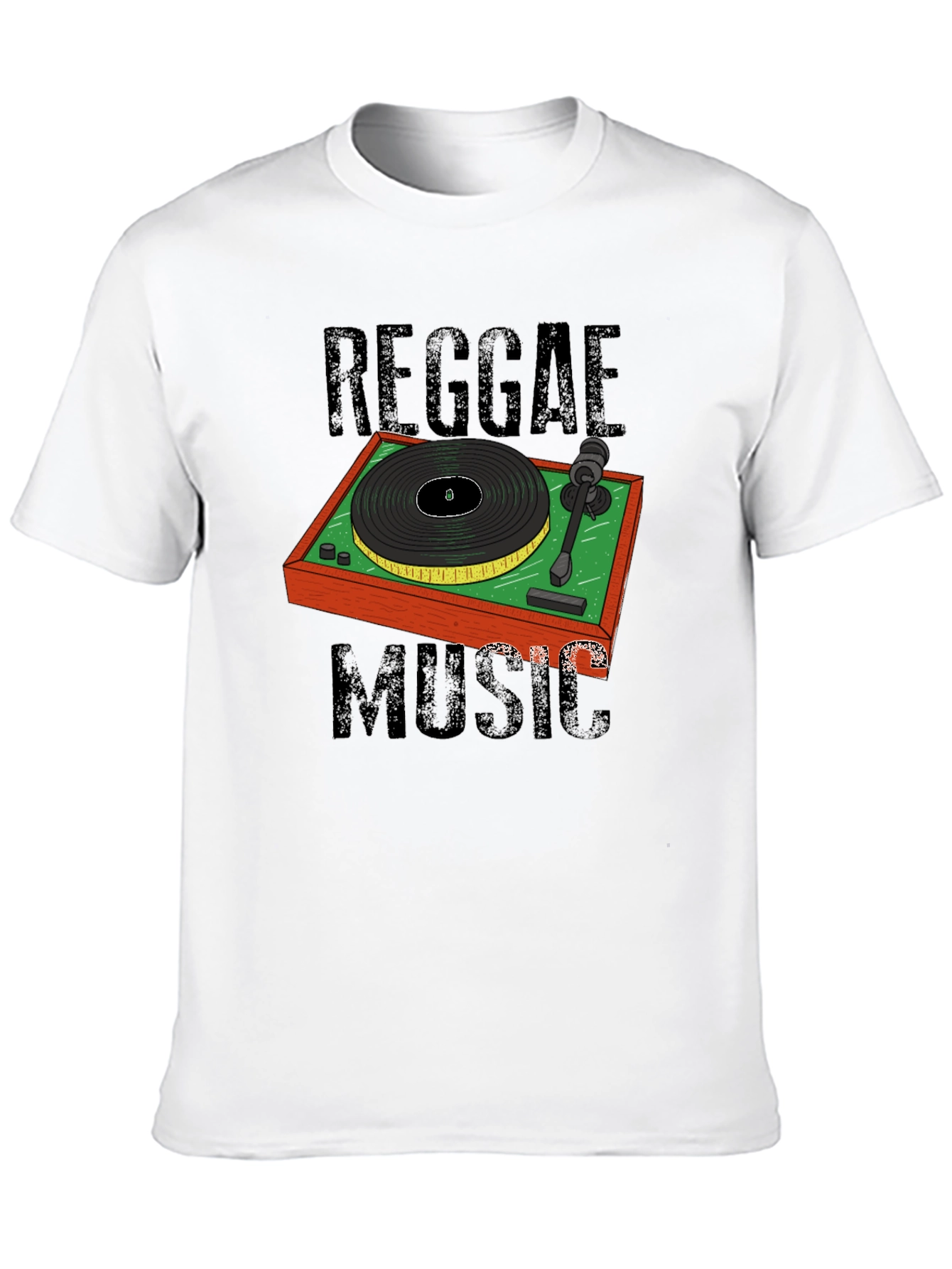 Black Reggae Music Turntable Graphic T-Shirt view 10
