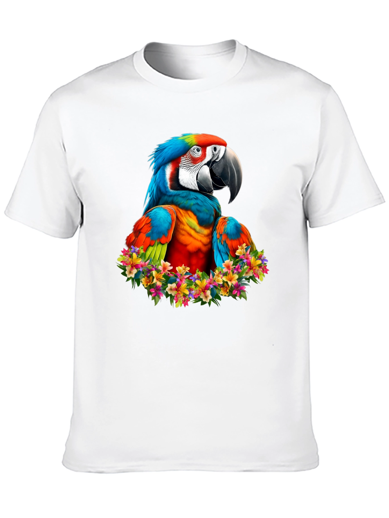 Black Macaw Parrot Floral Wreath Graphic T-Shirt view 10