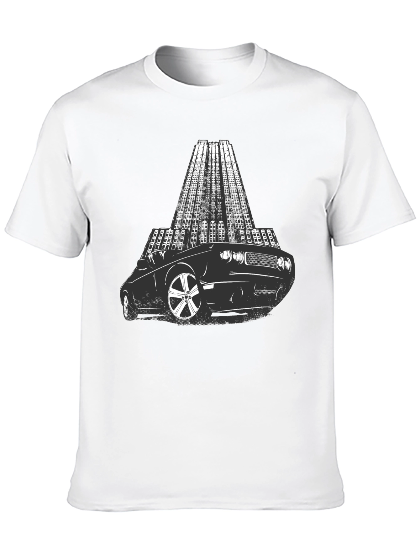 Black Retro Car & Cityscape Graphic Tee - Cool Black T-Shirt view 10