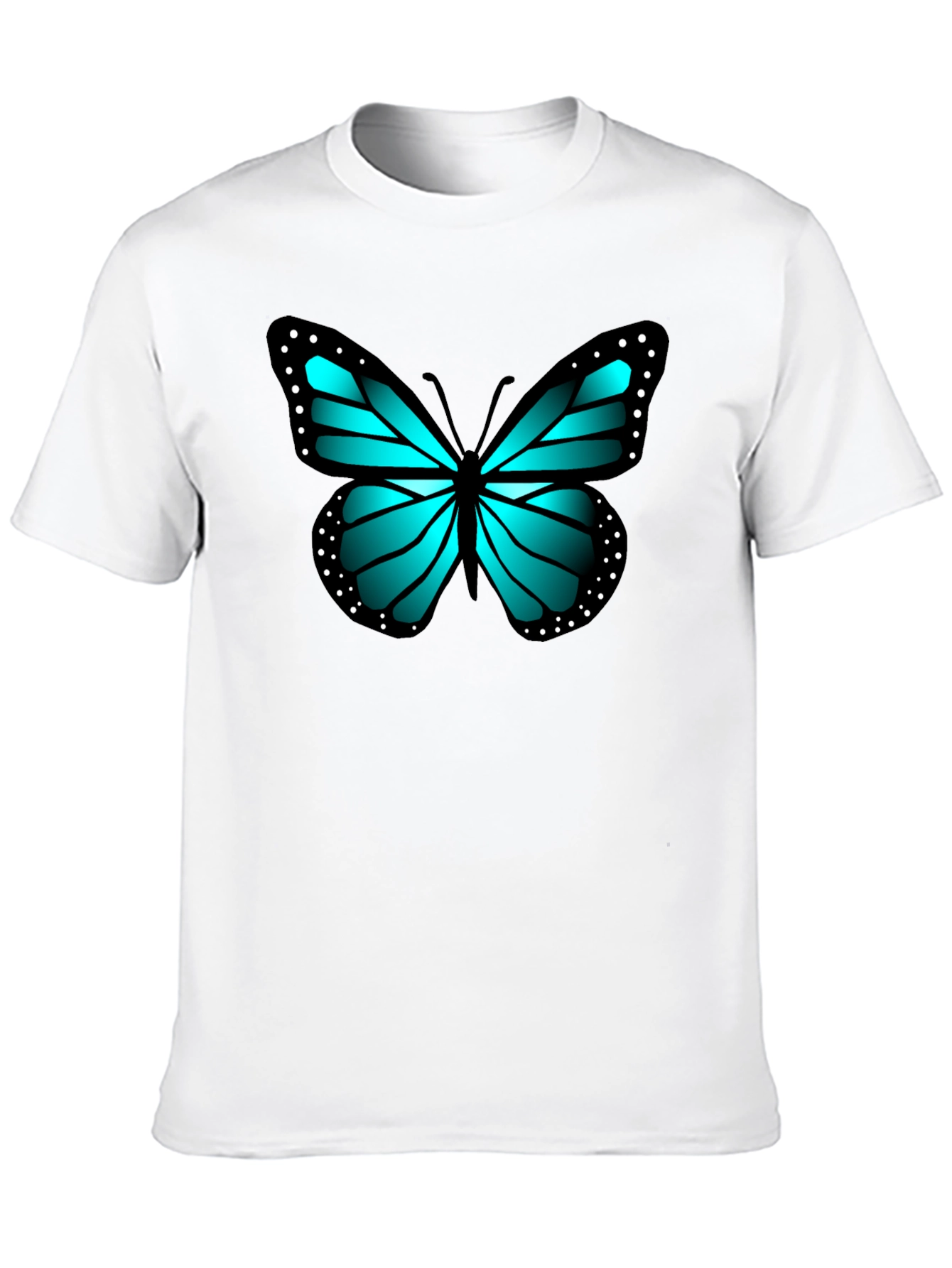 Black Blue Butterfly Graphic Black Tee view 10