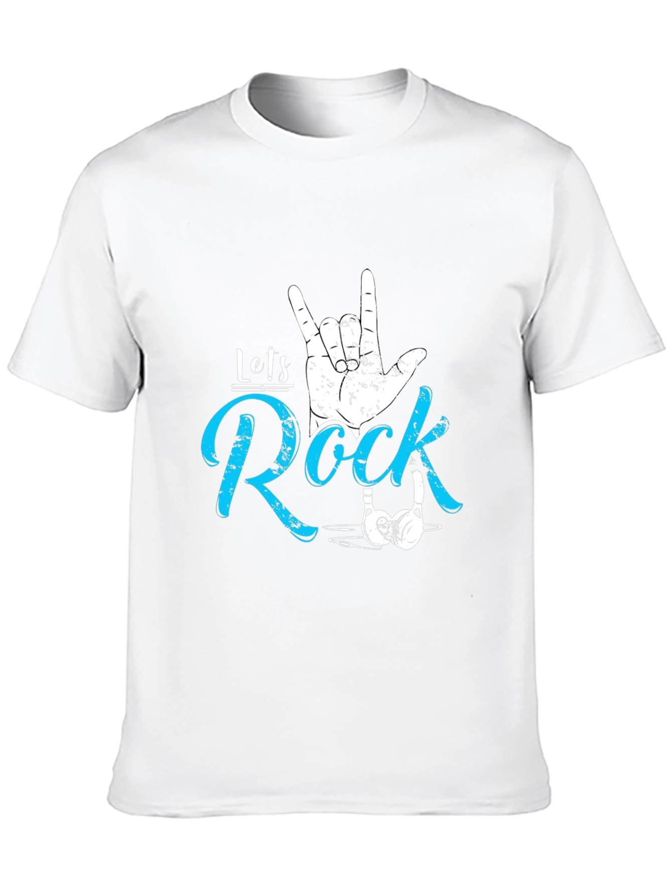 Black Let's Rock Graphic Tee - Cool Music Fan T-Shirt view 10