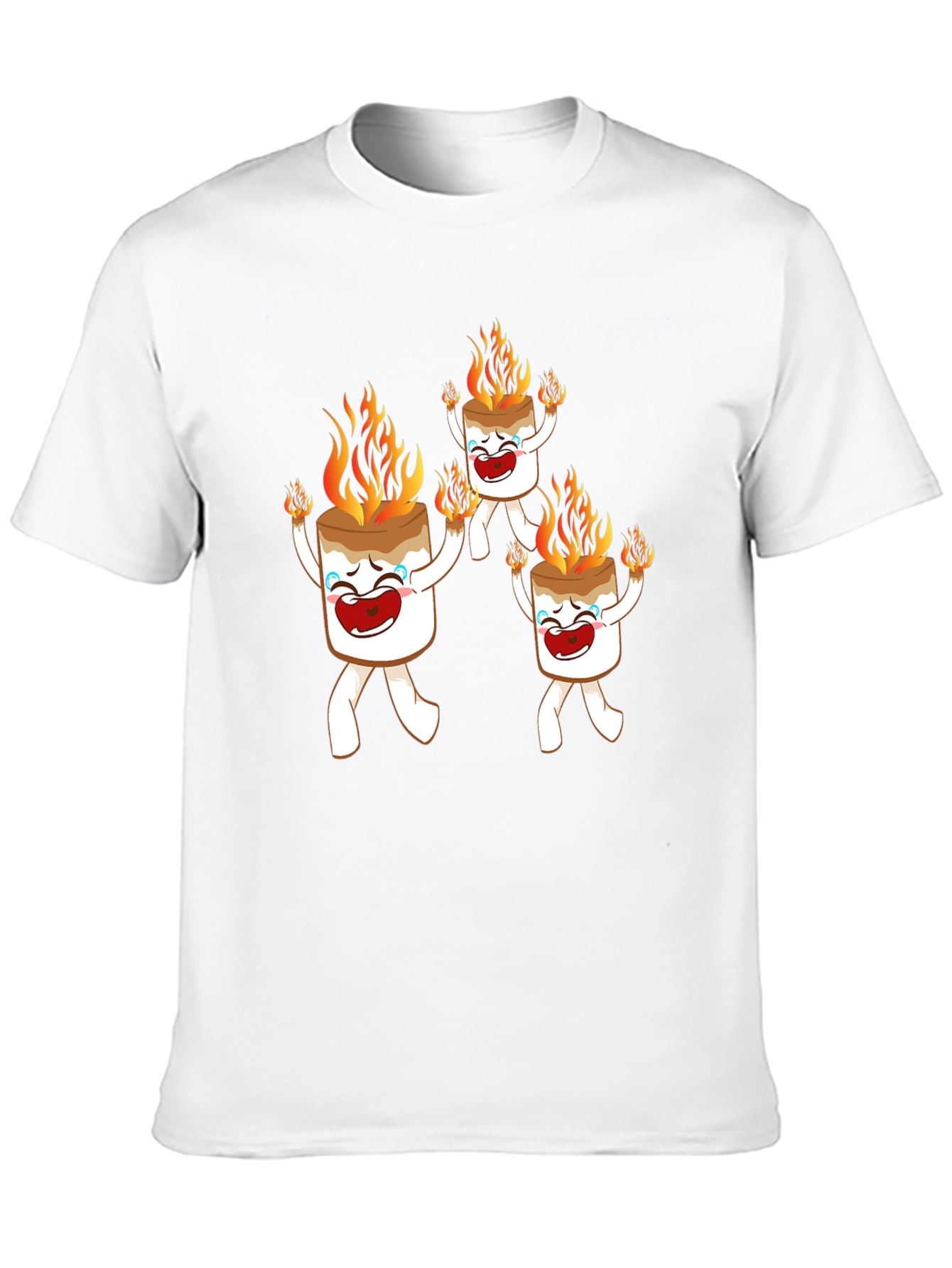 Black Funny Marshmallow On Fire Graphic Tee view 10