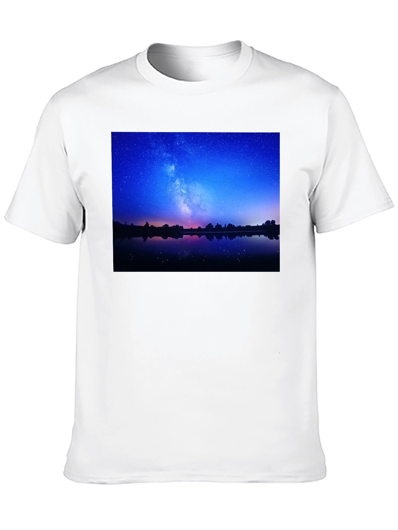 Black Night Sky Reflection Graphic T-Shirt view 10