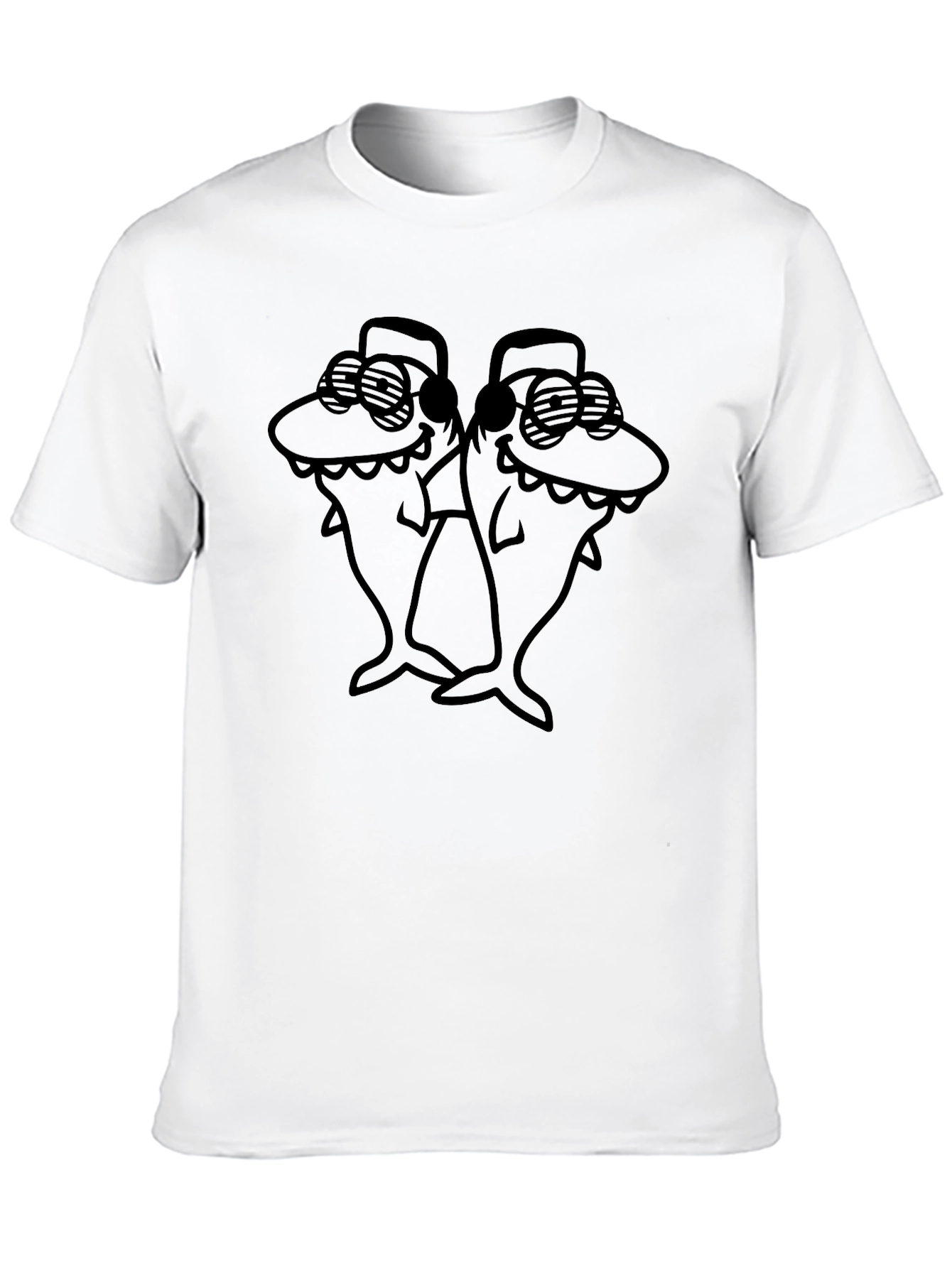 Black Cool Shark Duo Black T-Shirt view 10