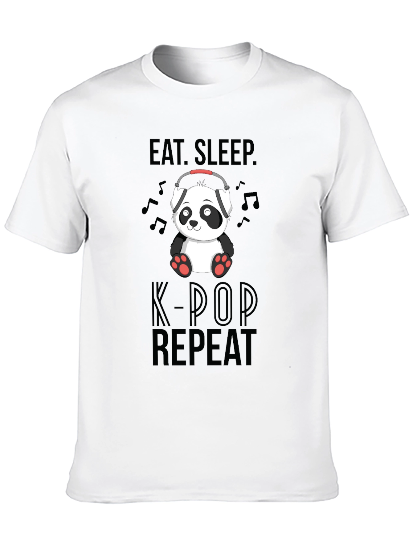 Black Eat, Sleep, K-Pop Repeat Panda Graphic Tee view 10