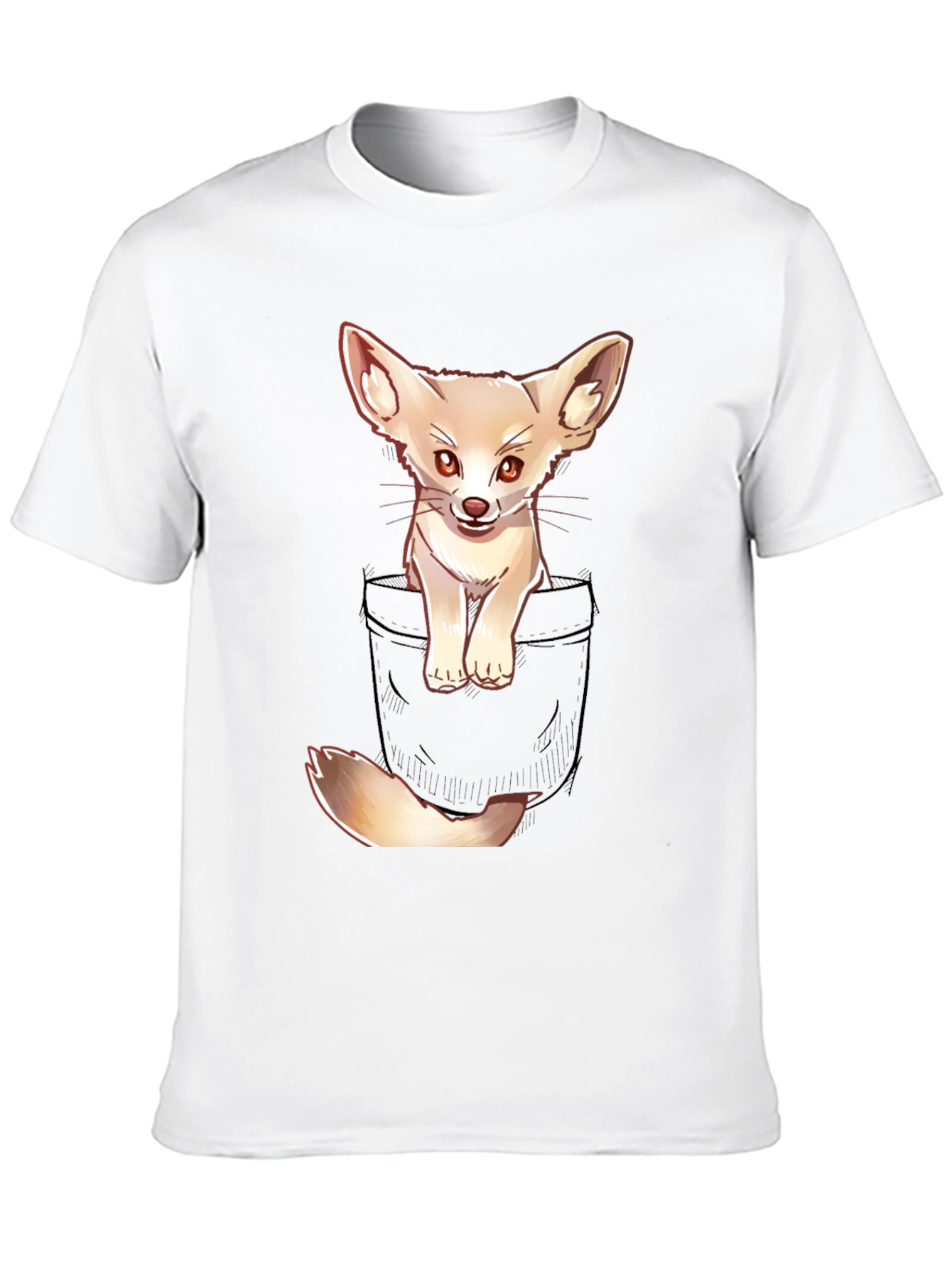Black Cute Fennec Fox Pocket T-Shirt view 10