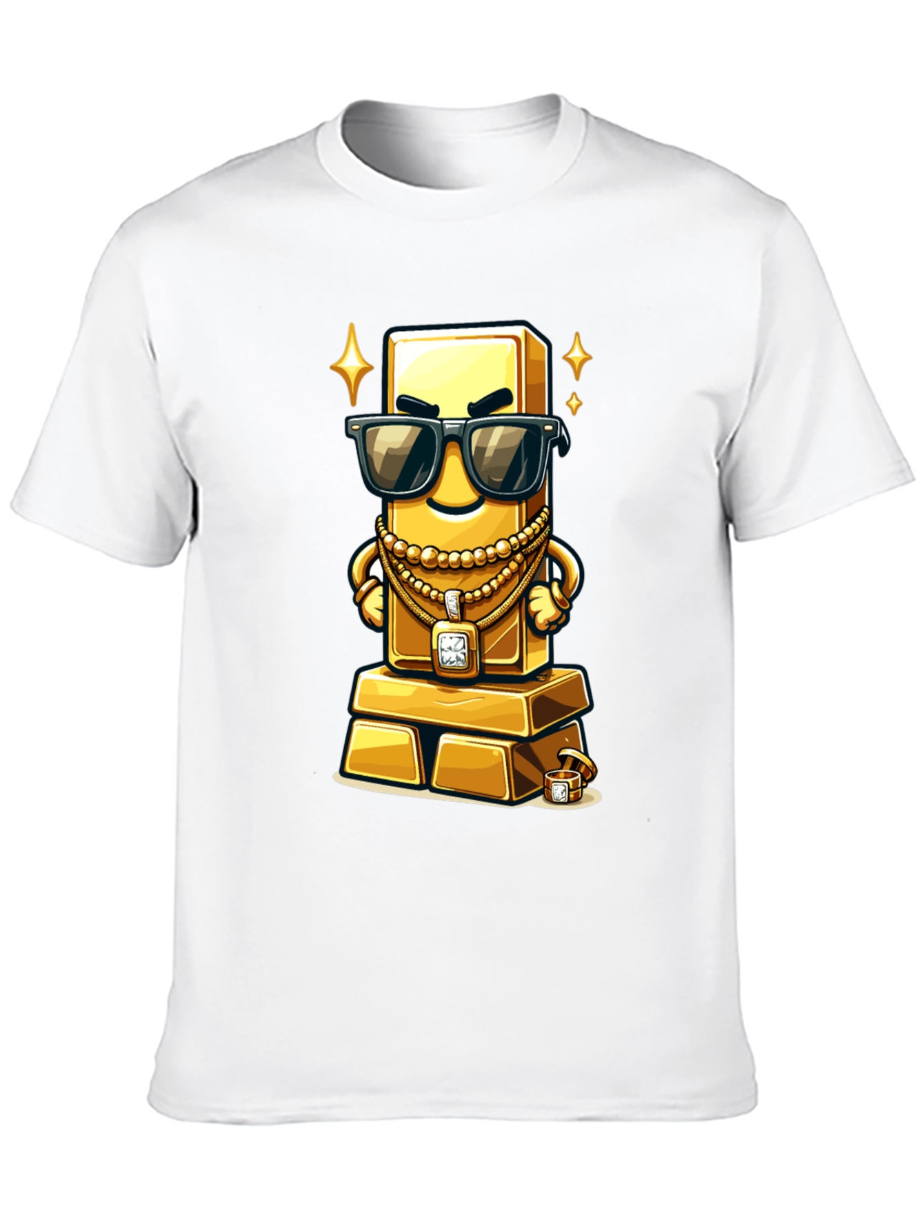 Black Gold Bar Cartoon Graphic Tee view 10