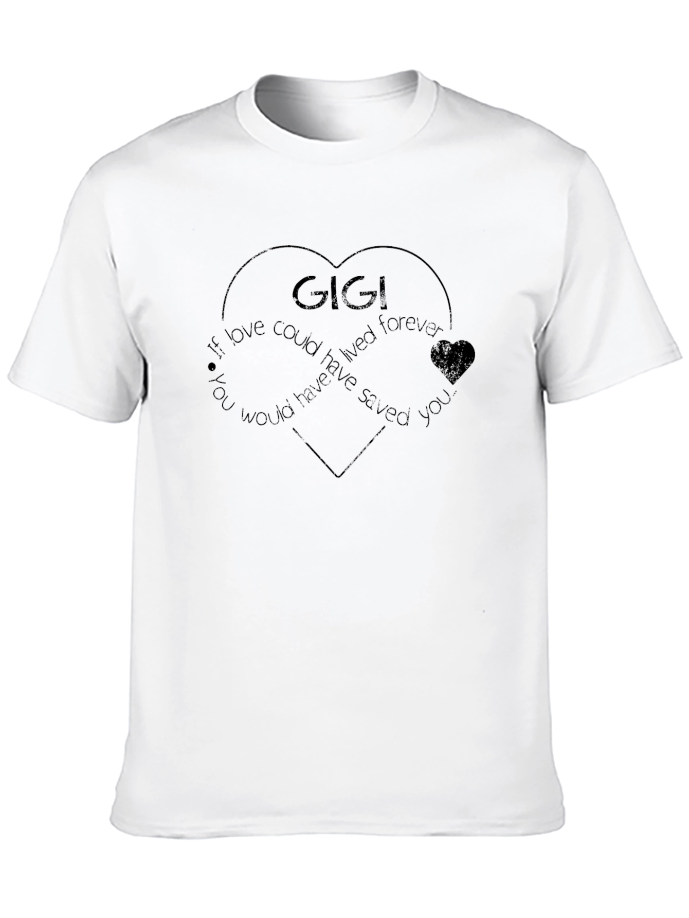 Black Gigi Love Heart Graphic Tee - Unisex Black T-Shirt view 10