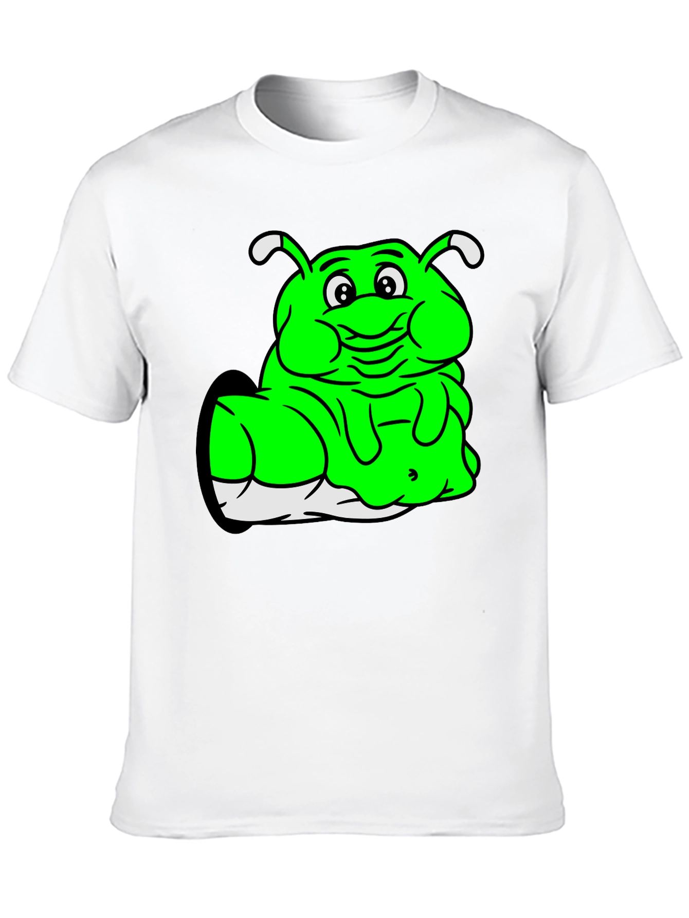 Black Green Cartoon Character Black T-Shirt view 10