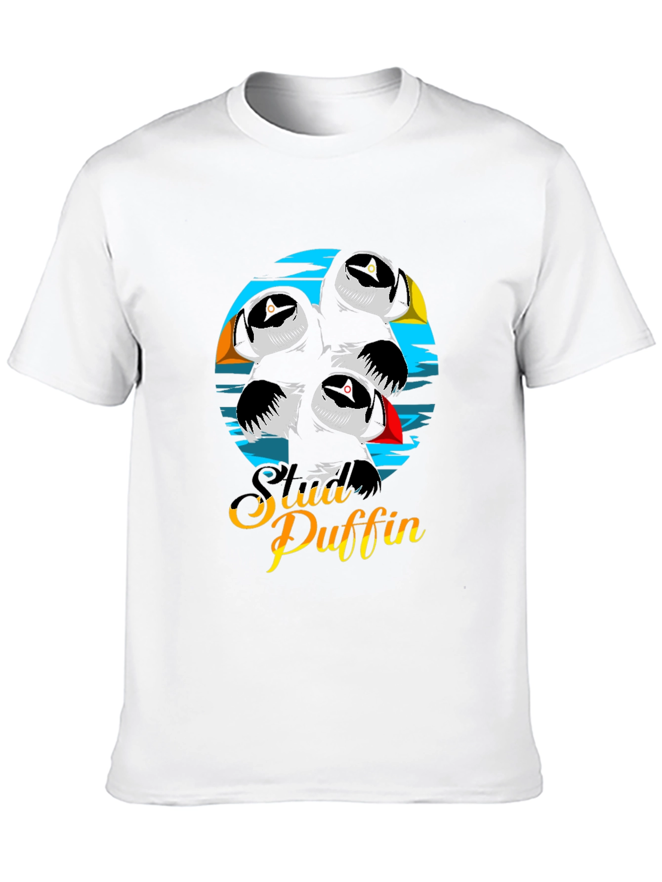 Black Stylish Puffin T-Shirt - Unique Graphic Design view 10