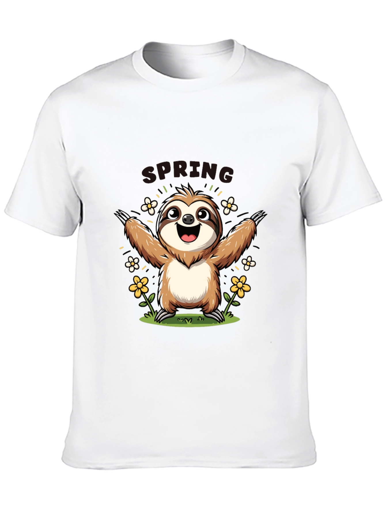 Black Cute Sloth Spring T-Shirt view 10