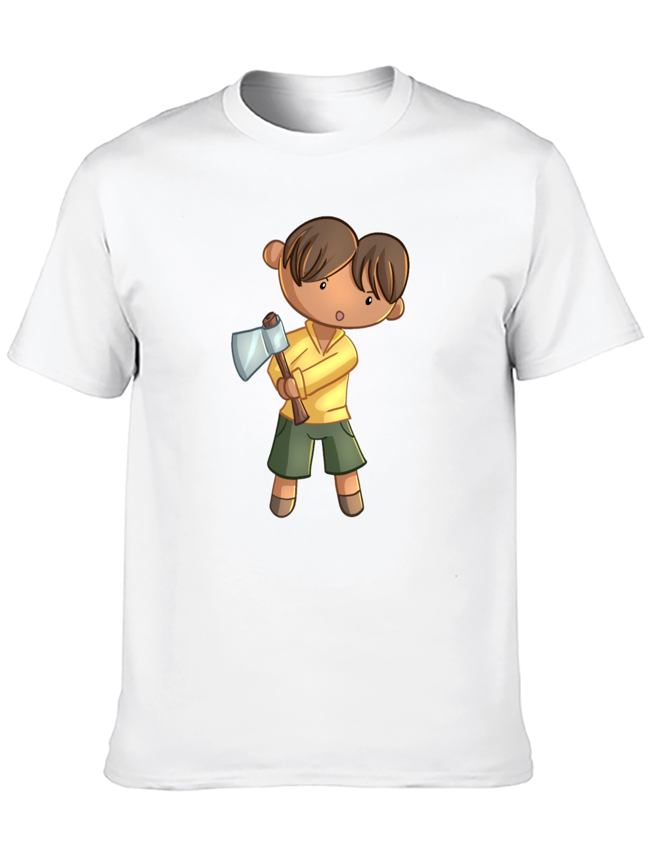 Black Cartoon Axe Man T-Shirt view 10