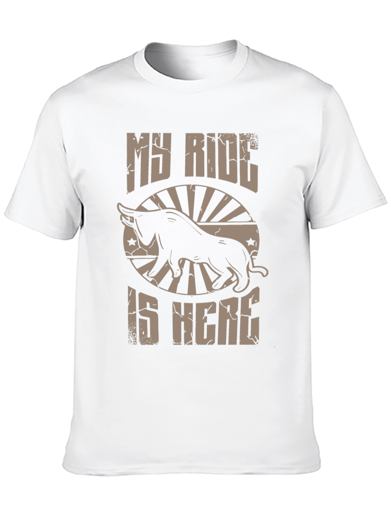 Black My Ride is Here Bull T-Shirt - Black Cotton Tee view 10