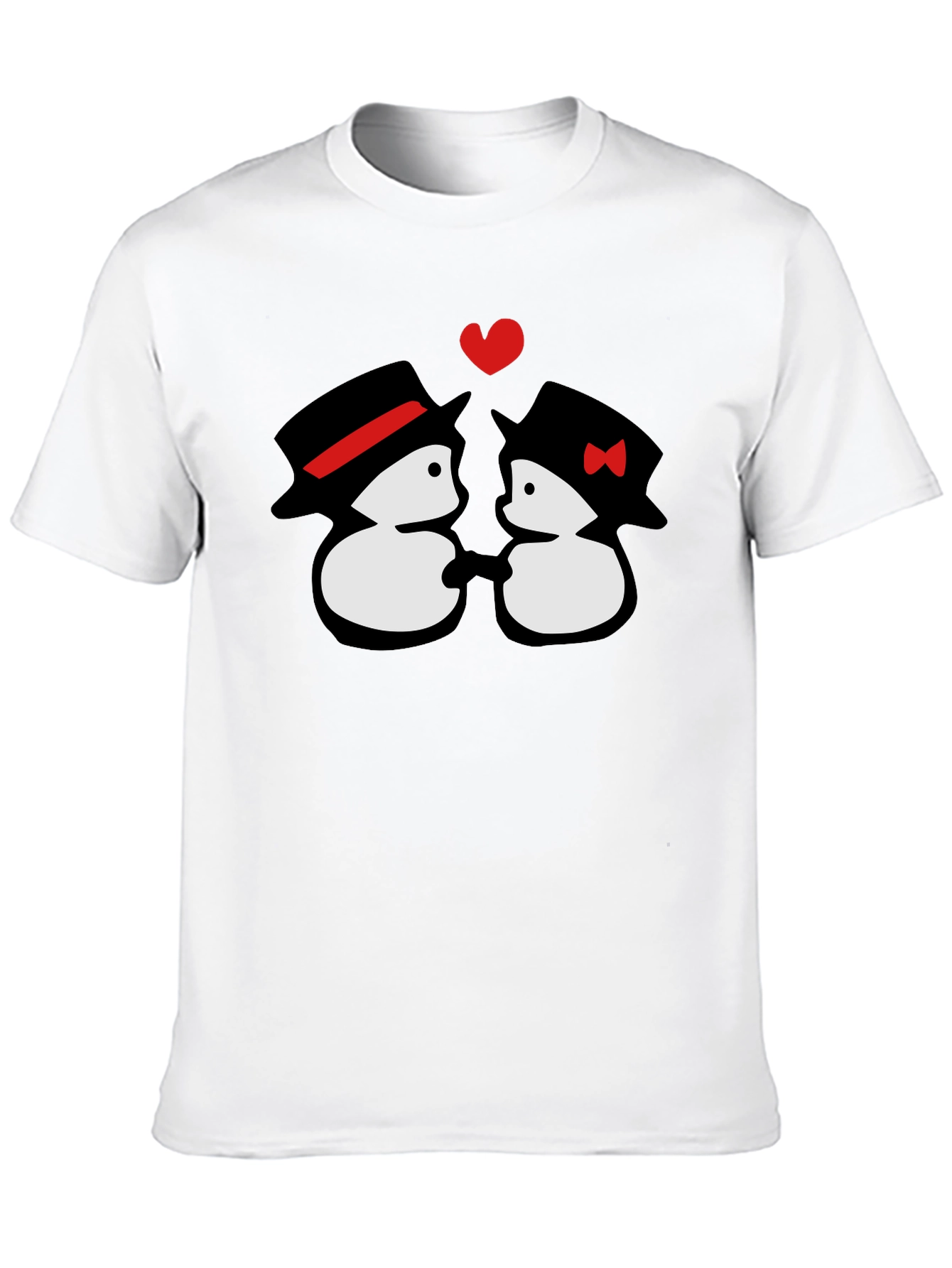 Black Penguin Love T-Shirt - Cute Cartoon Couple Tee view 10