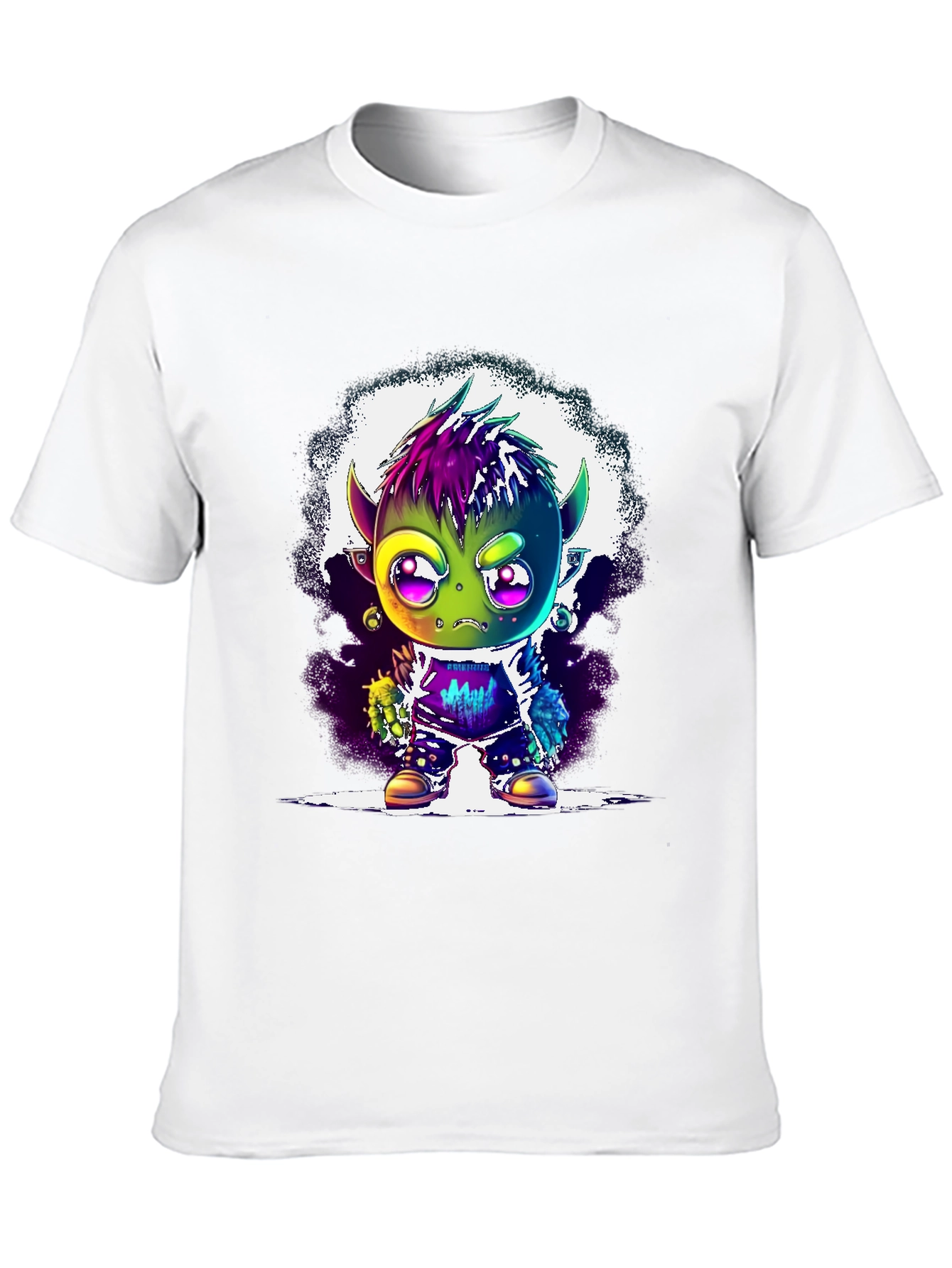 Black Cartoon Monster Graphic Tee - Black Unisex T-Shirt view 10