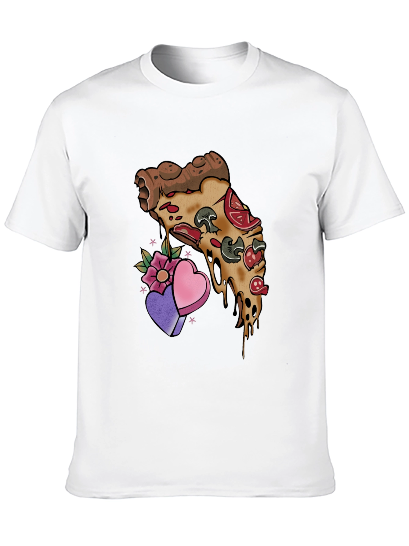 Black Pizza Love T-Shirt - Foodie Valentine's Tee view 10