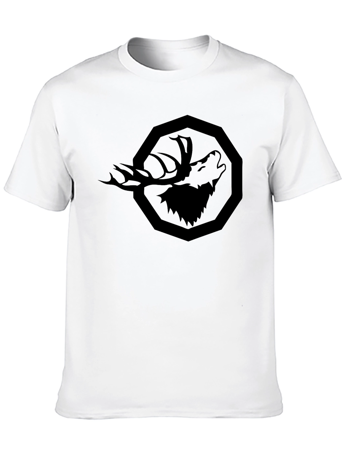 Black Men's Black Graphic Tee - Stag Design view 10