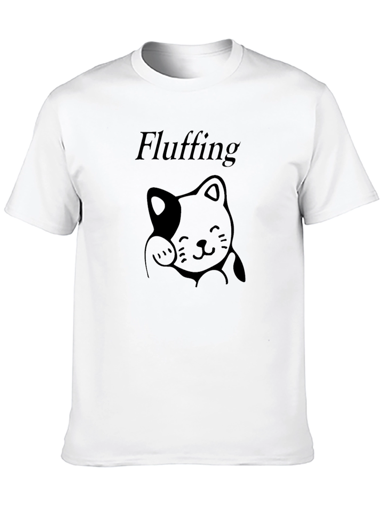Black Fluffing Cat T-Shirt - Casual Comfort Tee view 10