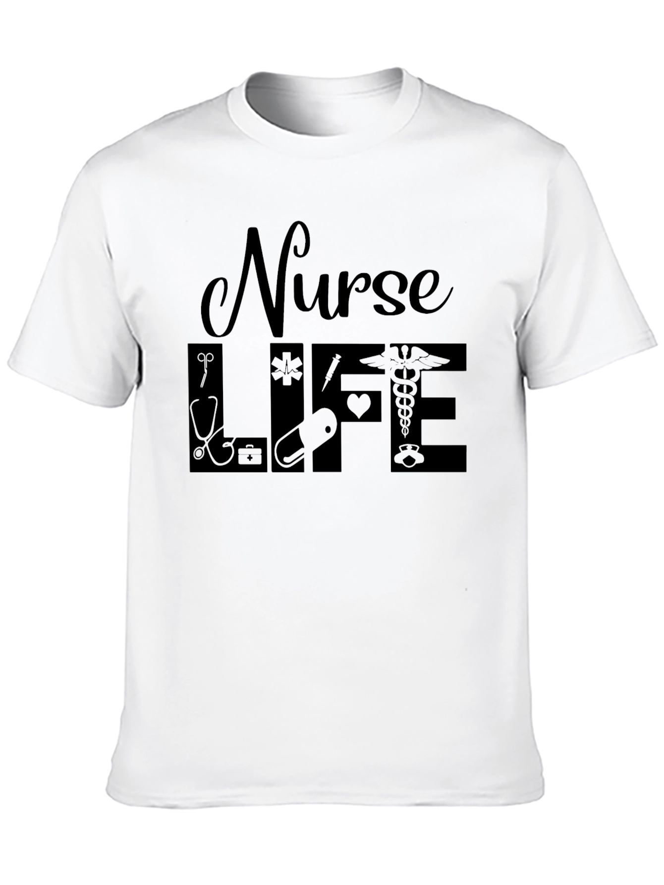Black Nurse Life Graphic T-Shirt - Black Crew Neck view 10