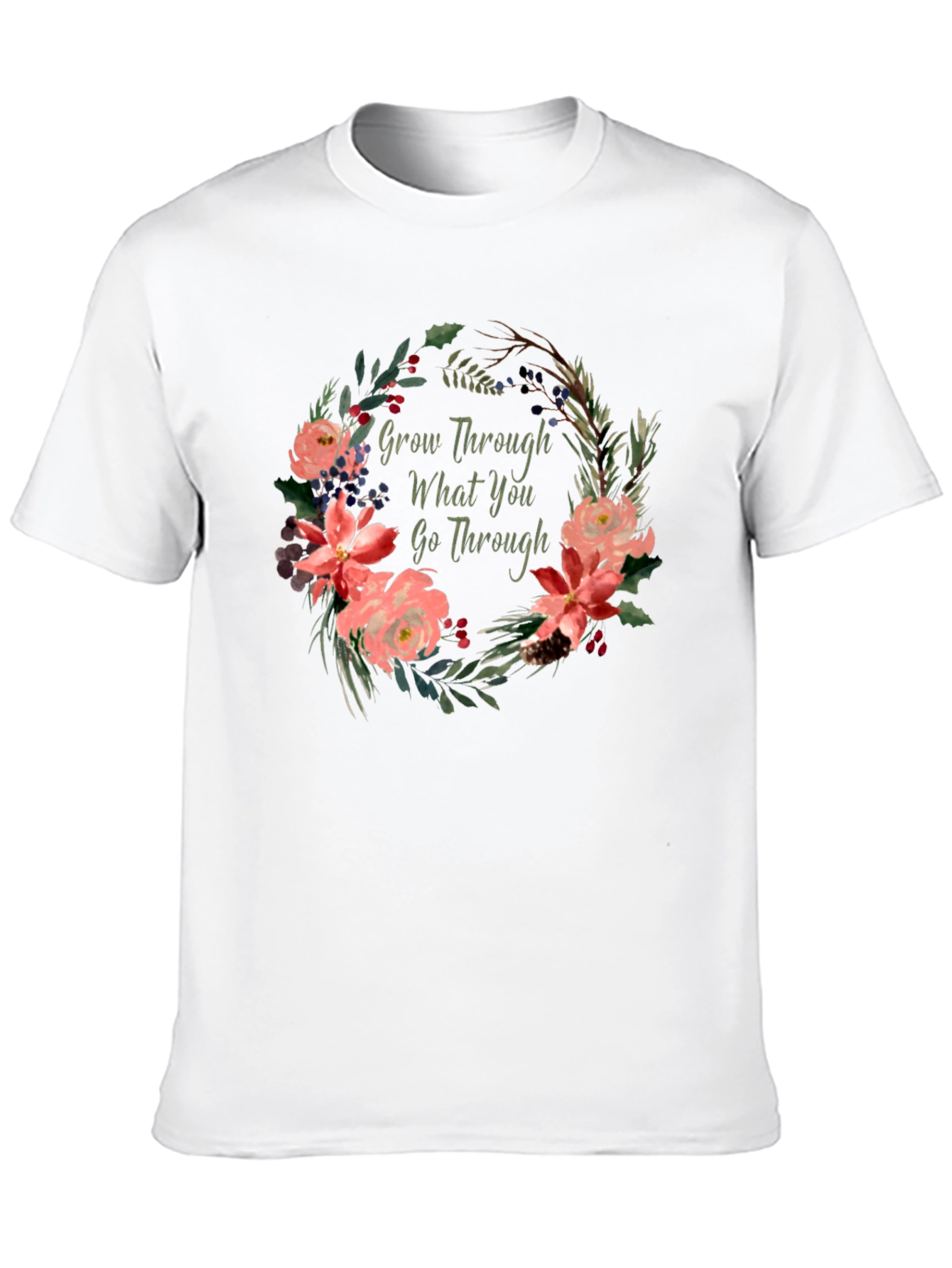 Black Floral Grow Through What You Go Through T-Shirt view 10
