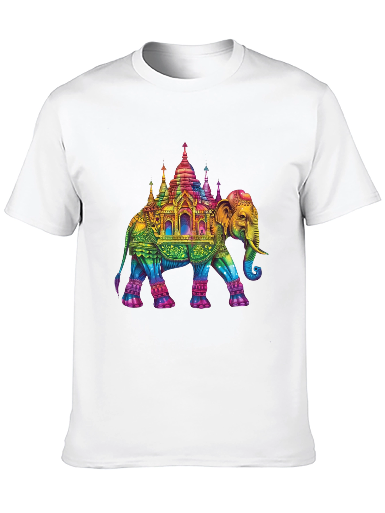 Black Rainbow Elephant Pagoda T-Shirt view 10