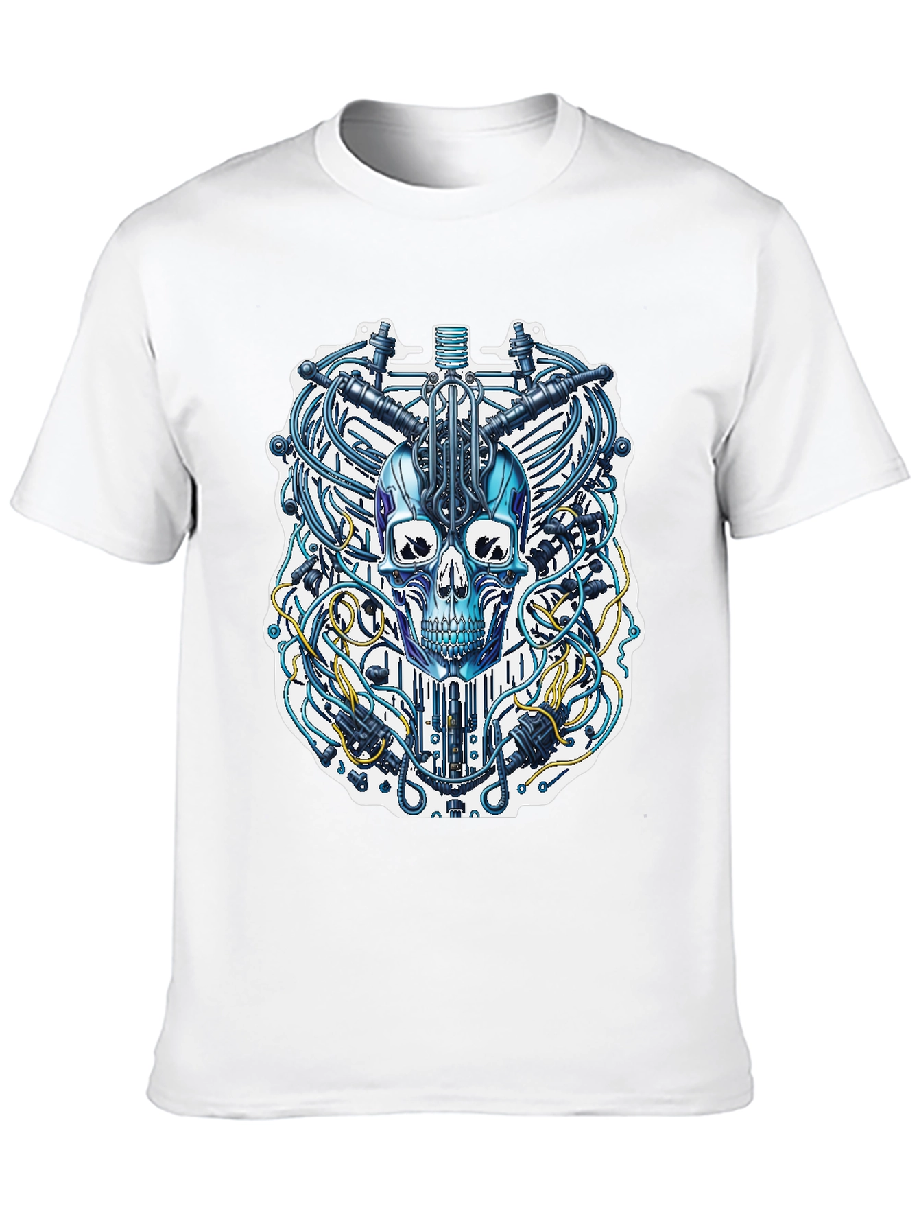 Black Cyberpunk Skull T-Shirt - Unique Design view 10