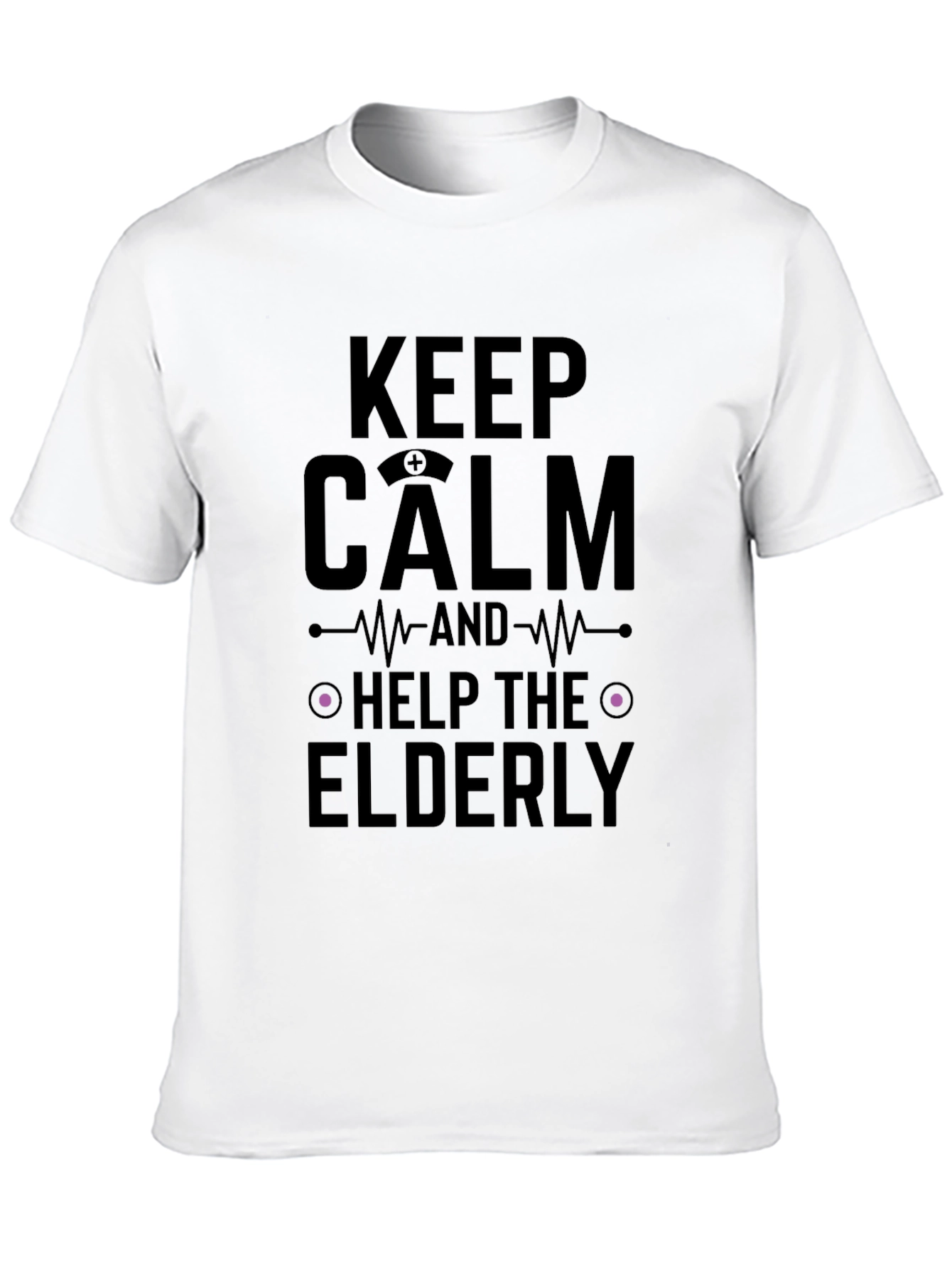 Black Keep Calm Help Elderly Black Graphic Tee view 10