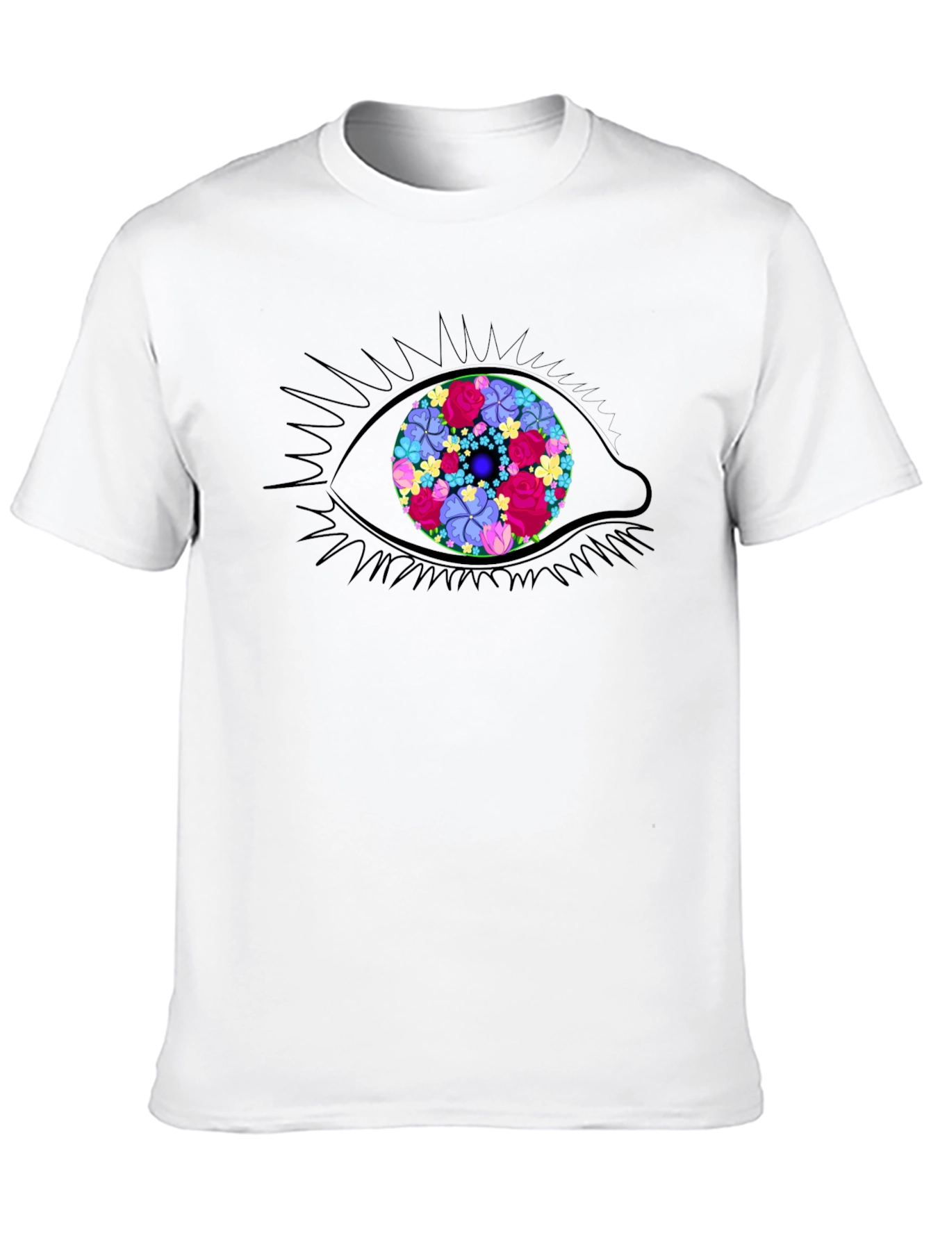 Black Floral Eye Graphic Tee - Stylish Black T-Shirt view 10