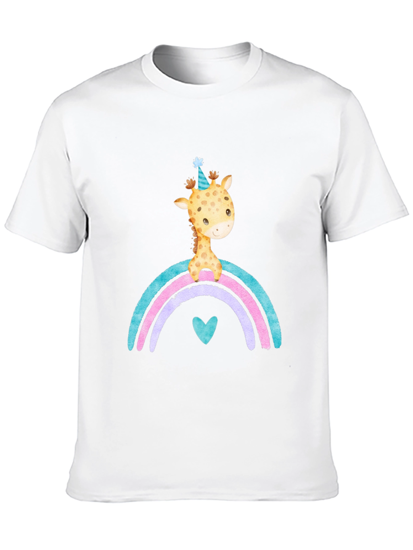 Black Giraffe Rainbow T-Shirt Cute Cartoon Graphic Tee view 10