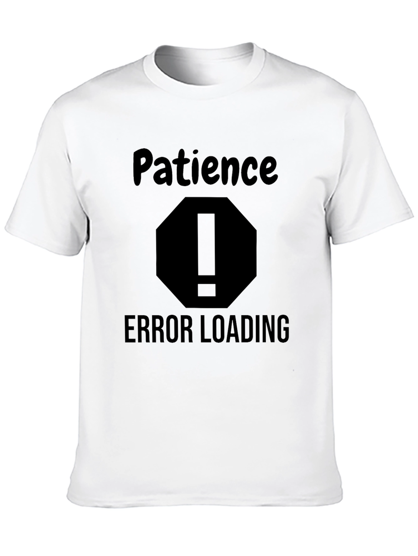 Black Patience Error Loading Men's Black T-Shirt view 10