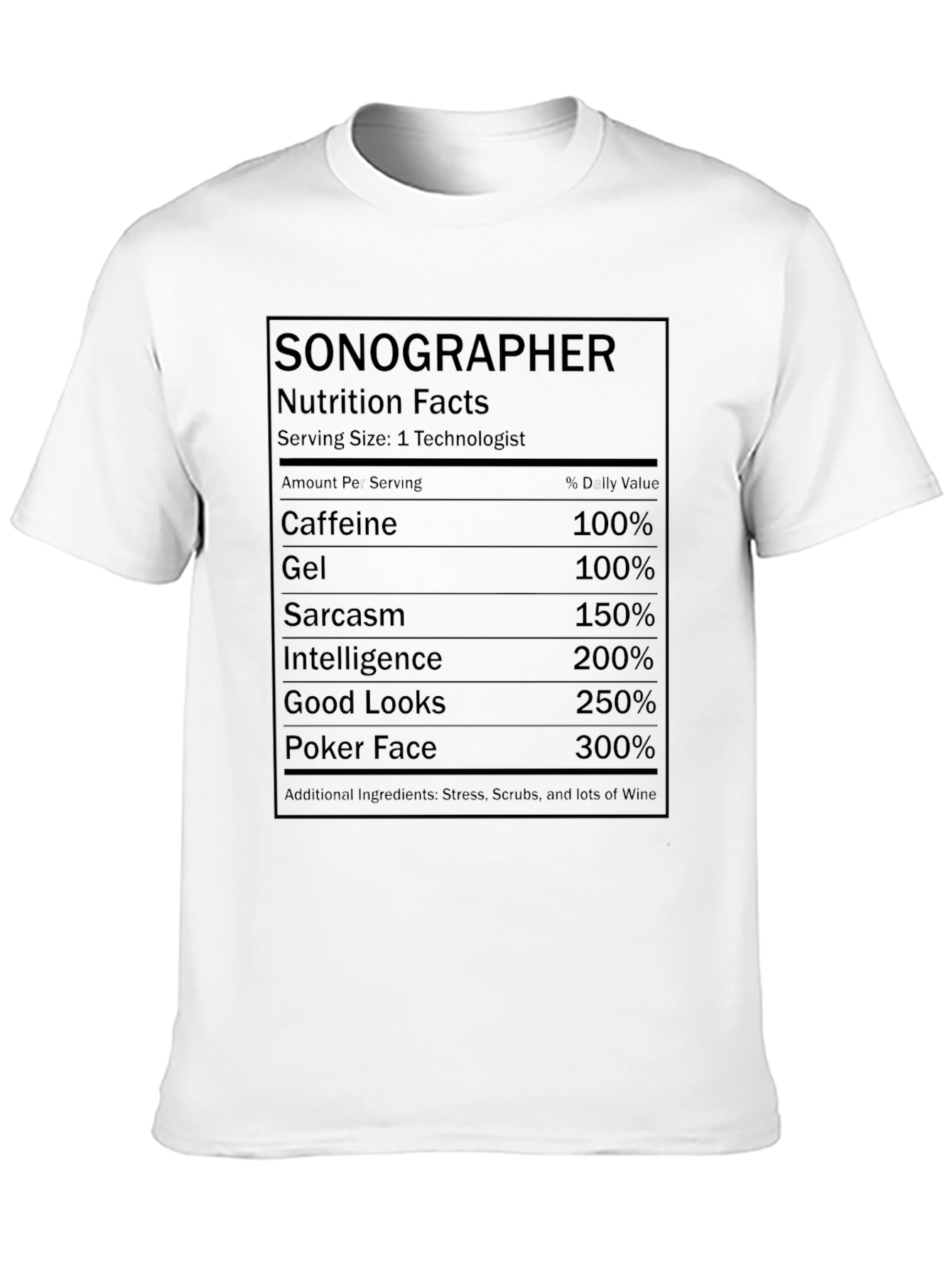 Black Sonographer Nutrition Facts T-Shirt view 10