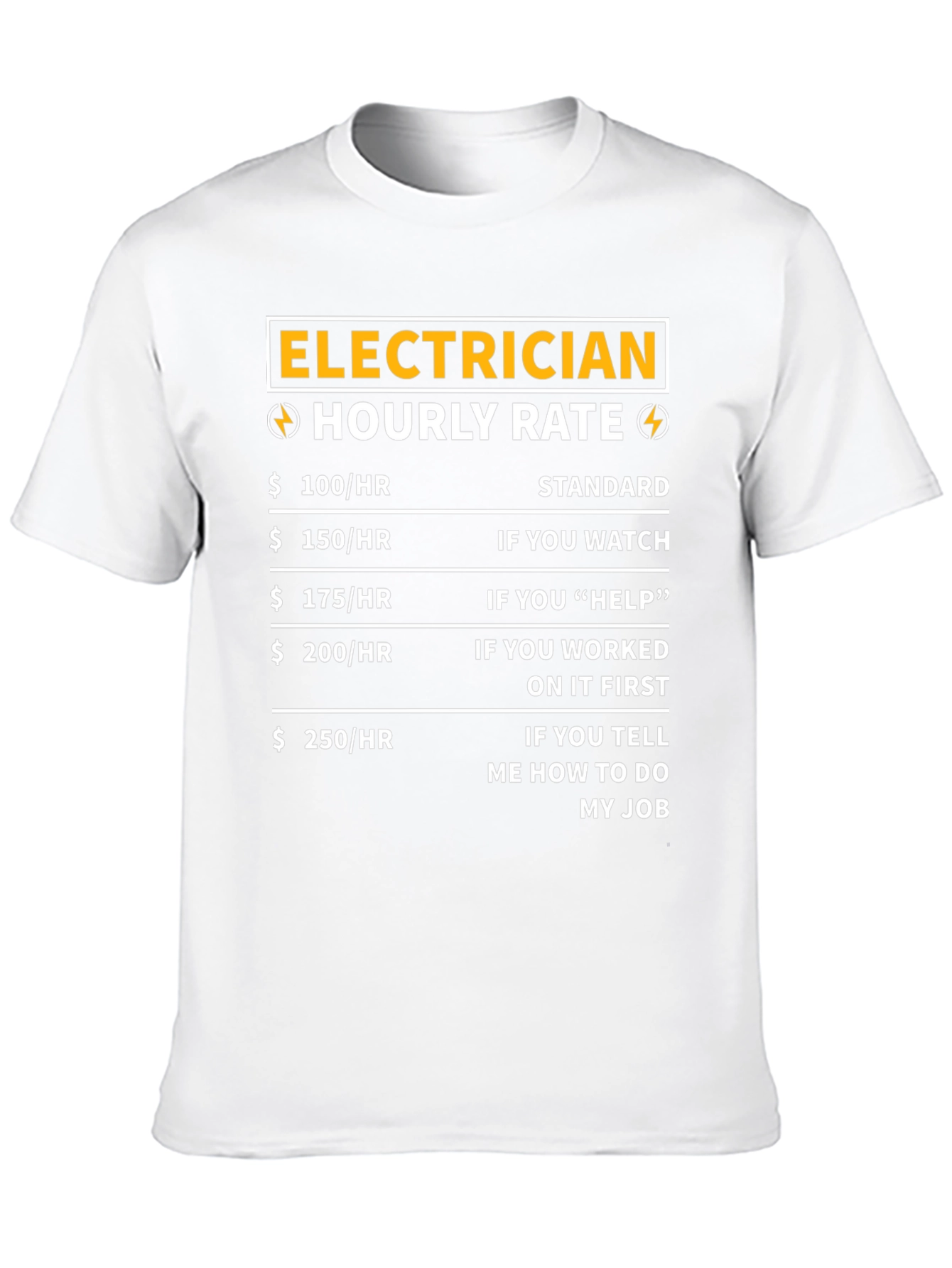 Black Electrician Hourly Rate T-Shirt - Funny Job Tee view 10