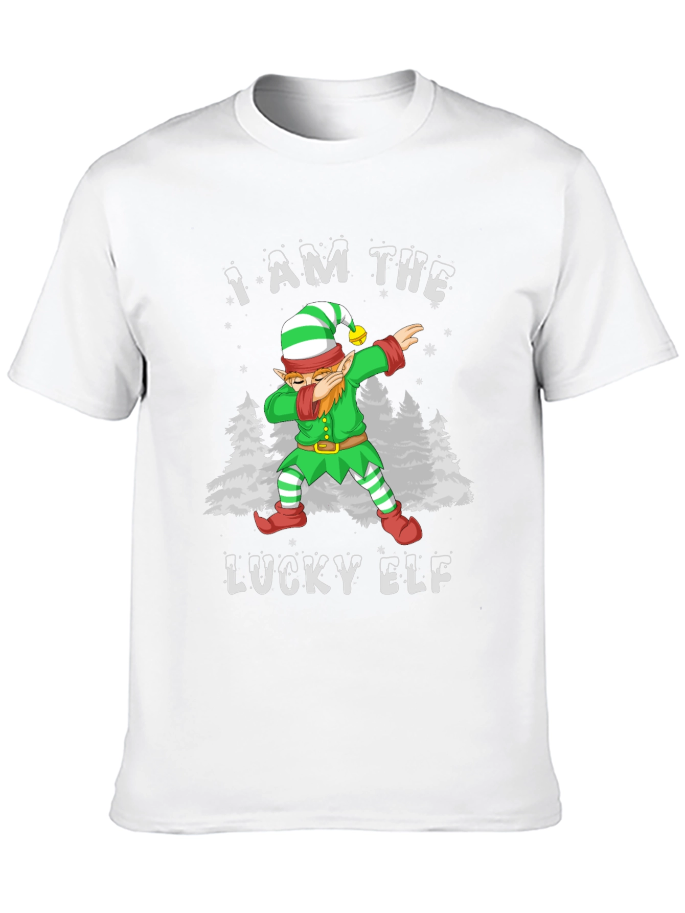Black Lucky Elf Dabbing Christmas T-Shirt view 10