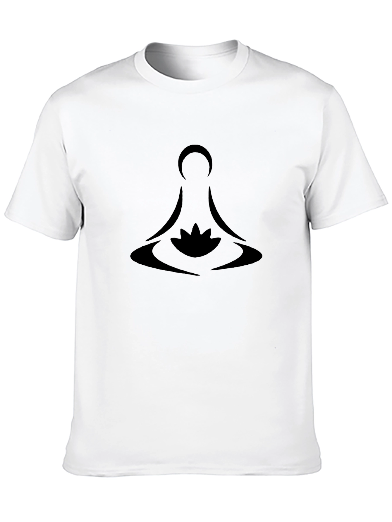 Black Meditative Lotus Design Black T-Shirt view 10