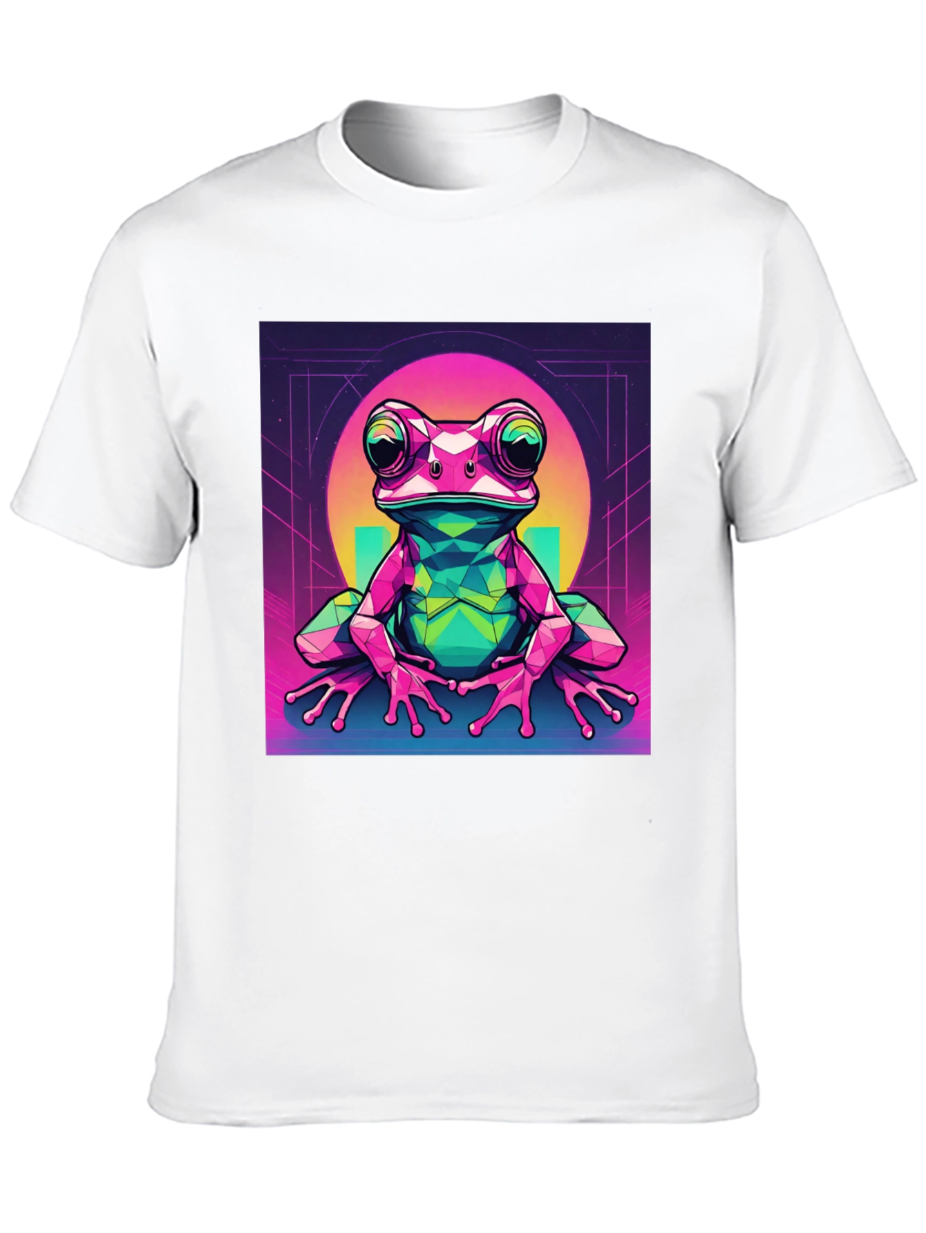Black Geometric Frog Graphic Tee - Cool Polygon Design view 10