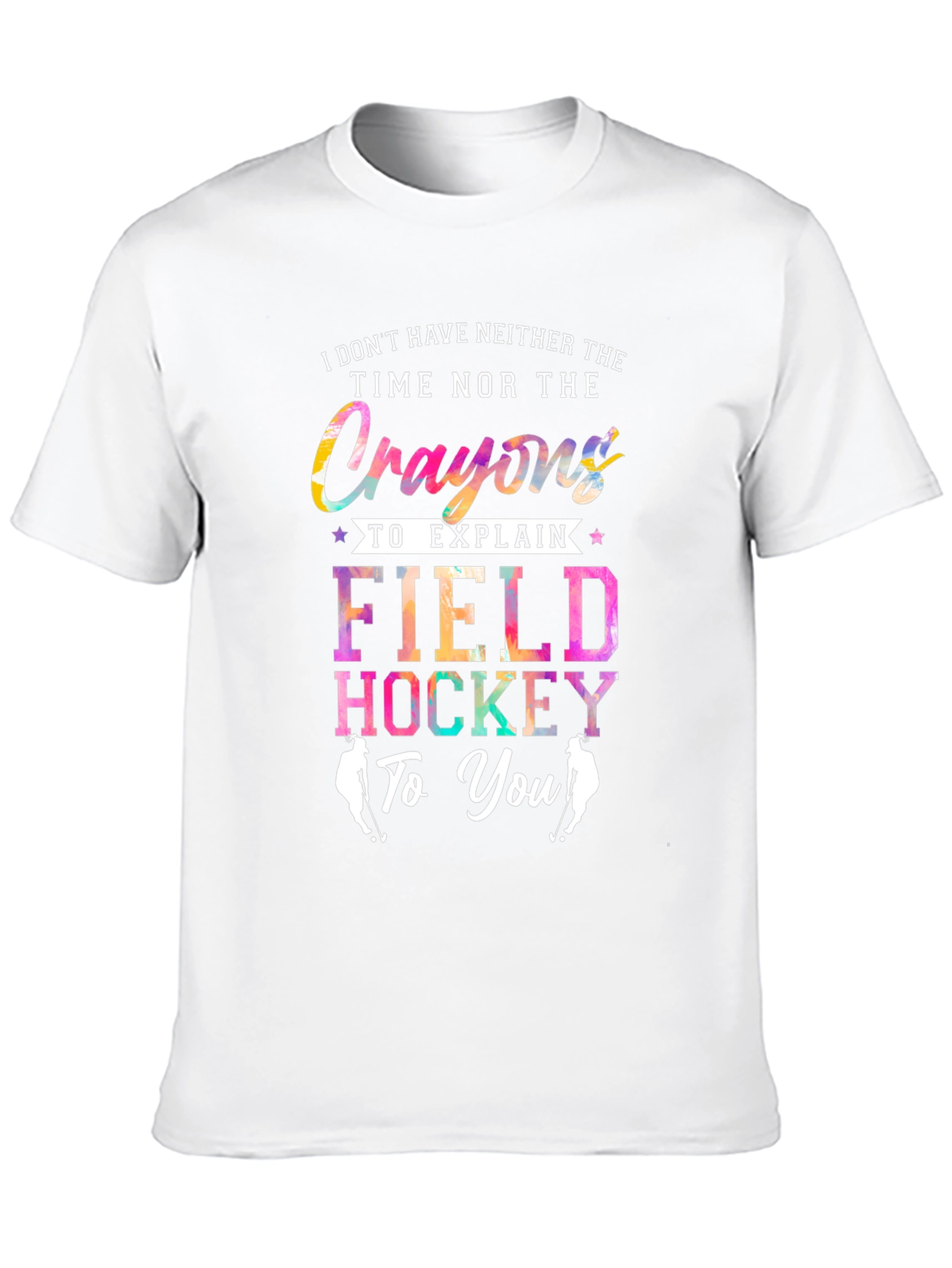 Black Funny Field Hockey T-Shirt - No Crayons Needed view 10