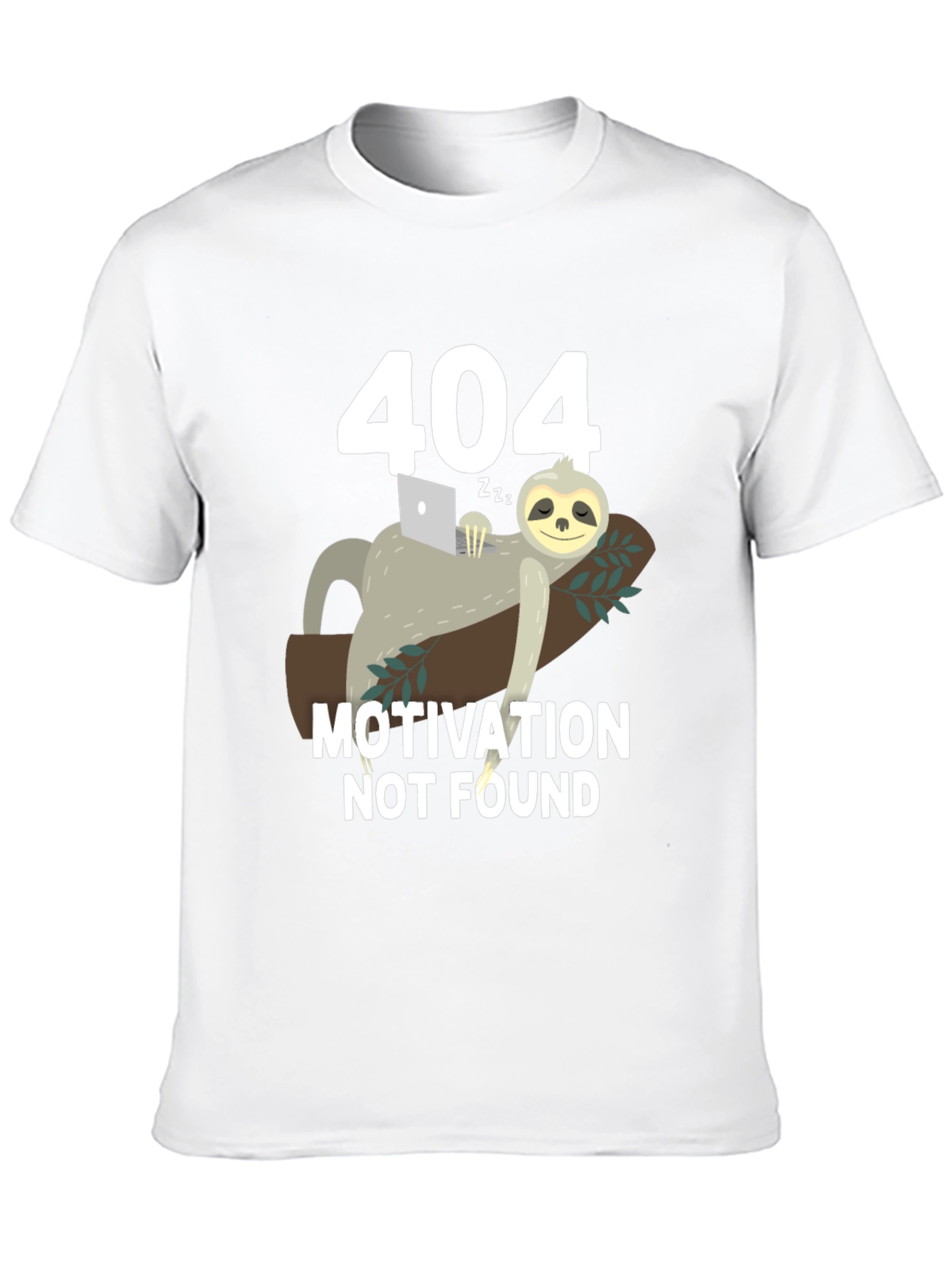 Black 404 Motivation Not Found Sloth Graphic T-Shirt view 10